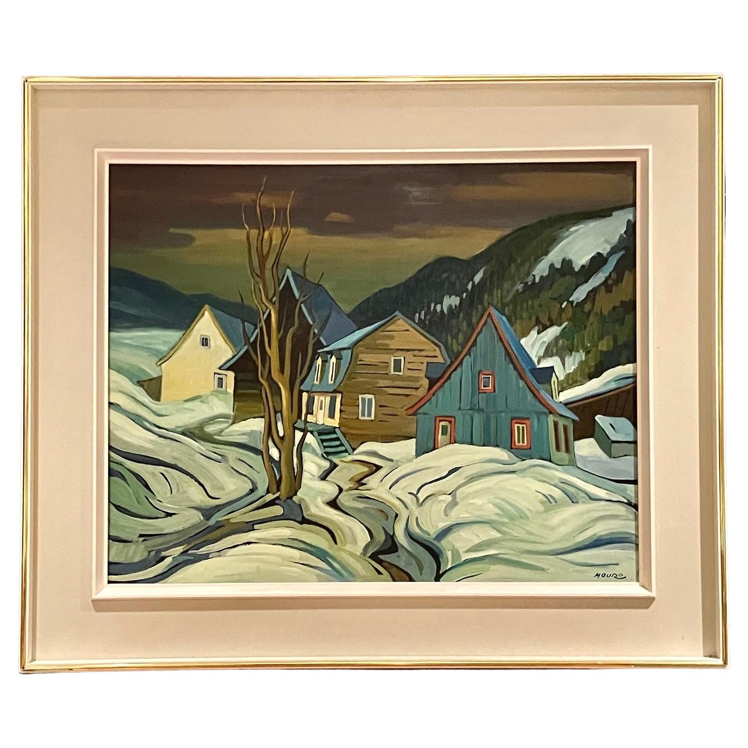 Mario Mauro (Italian 1920-1984) Fauvist Style Painting Depicting a Village Scene For Sale