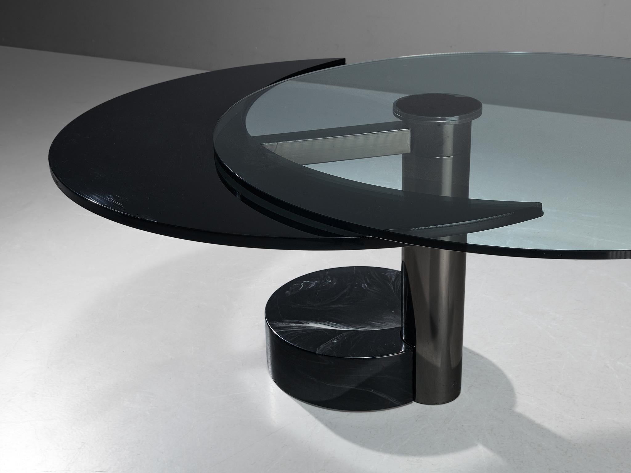 Mid-Century Modern Table de salle à manger Mario Mazzer pour Zanette en verre et marbre en vente