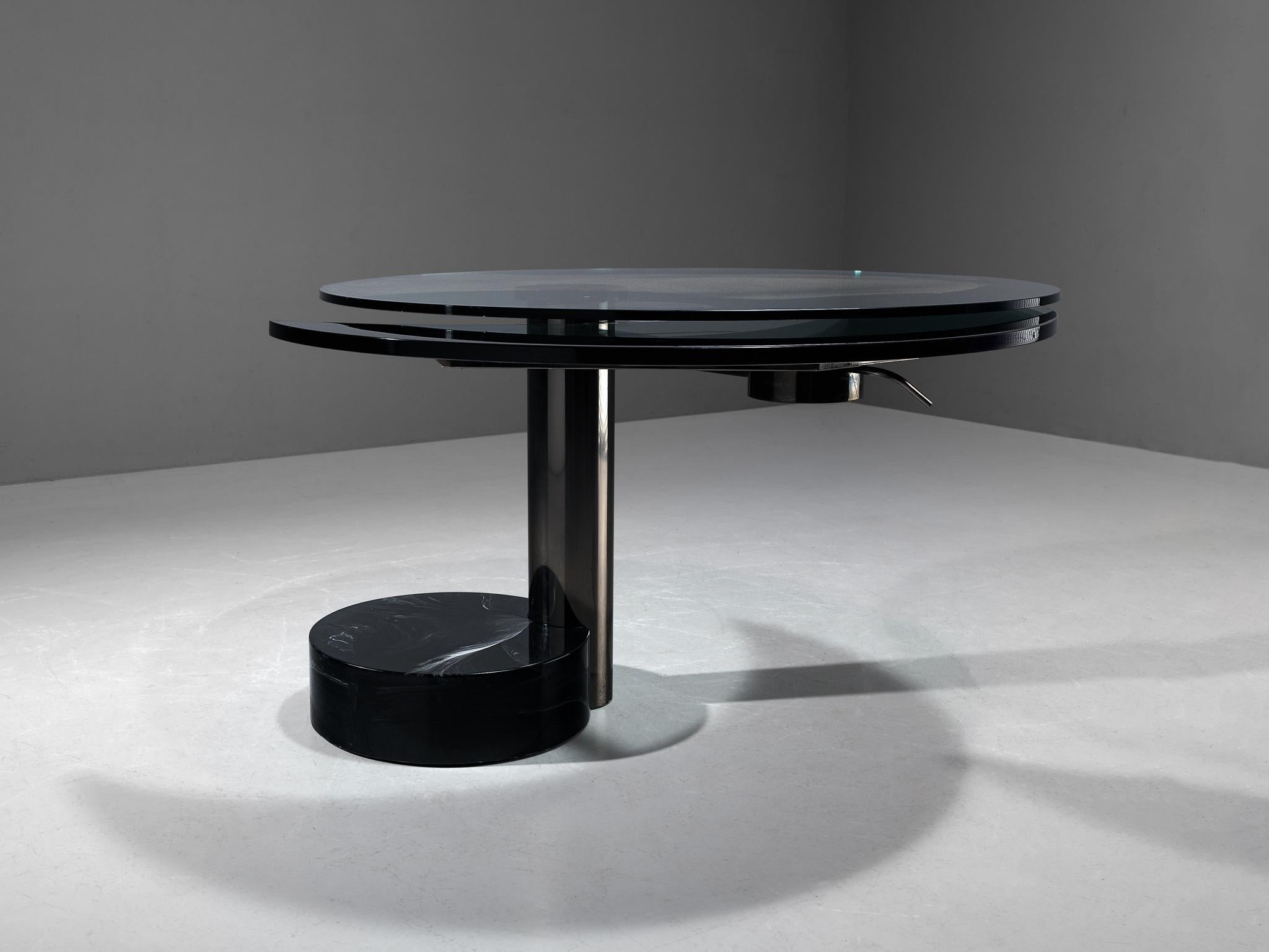 Fin du 20e siècle Table de salle à manger Mario Mazzer pour Zanette en verre et marbre en vente