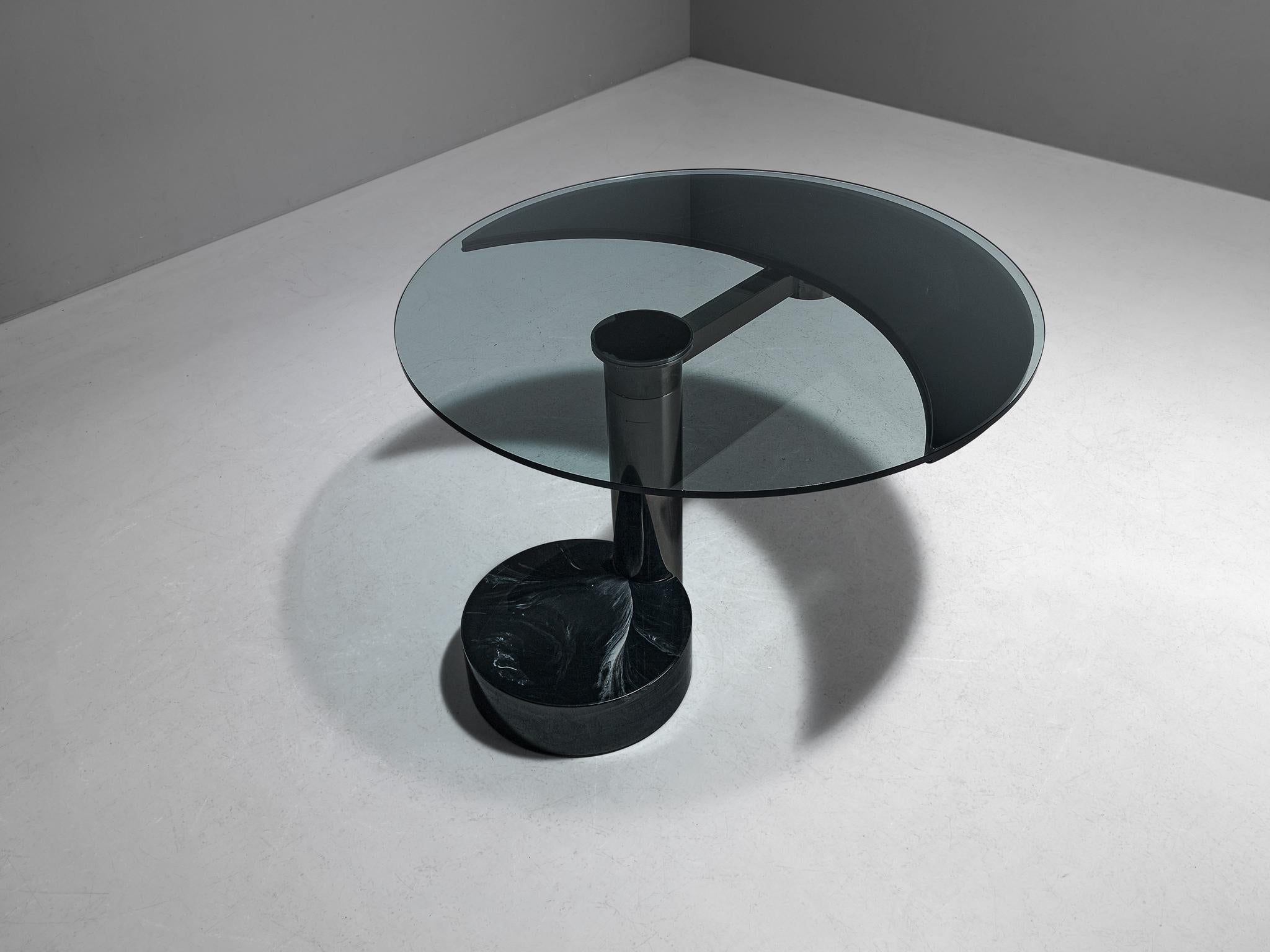 Late 20th Century Mario Mazzer for Zanette Dining Table in Glass and Marble For Sale