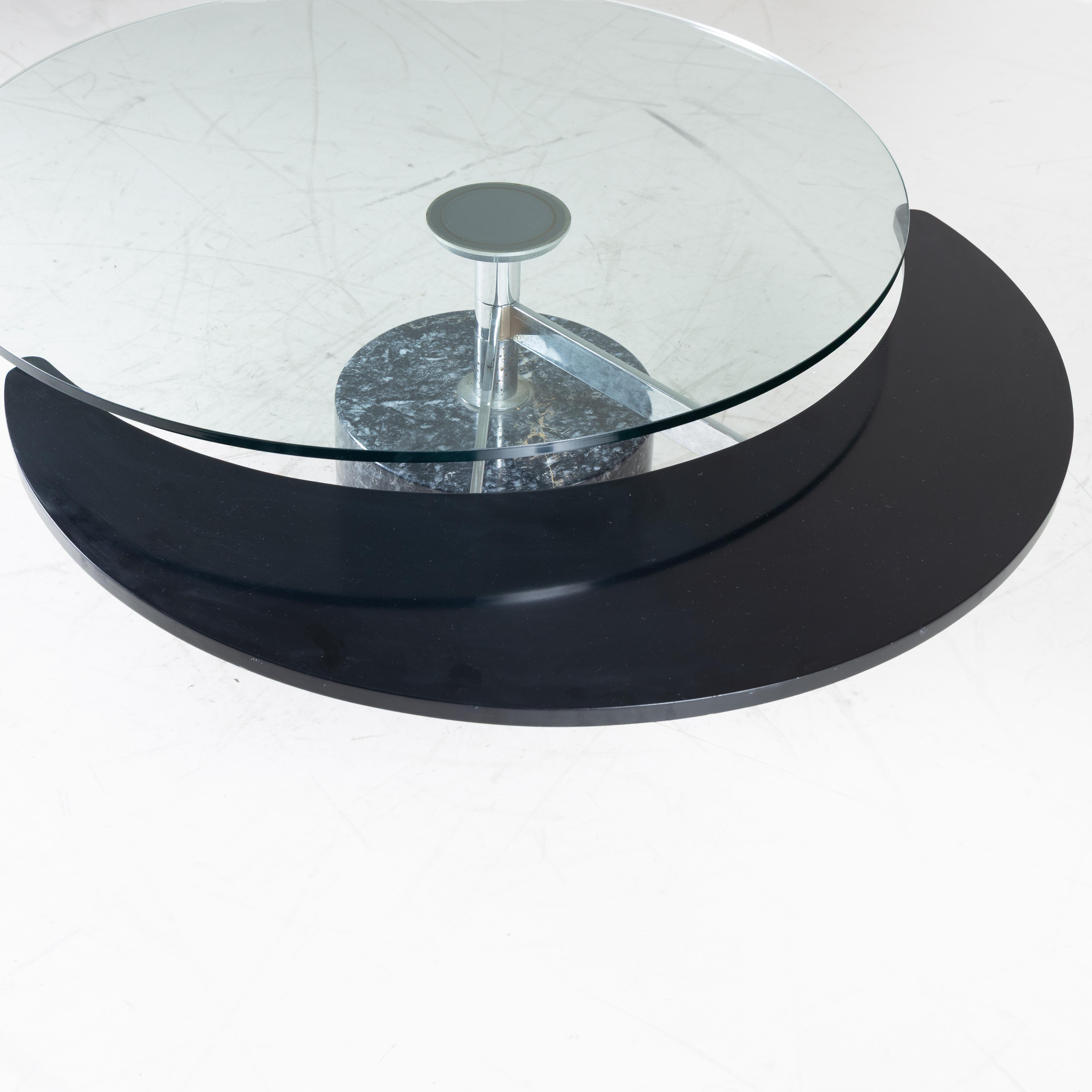 Tavolino ovale in vetro e marmo di Mario Mazzer per Zanette in vendita 4