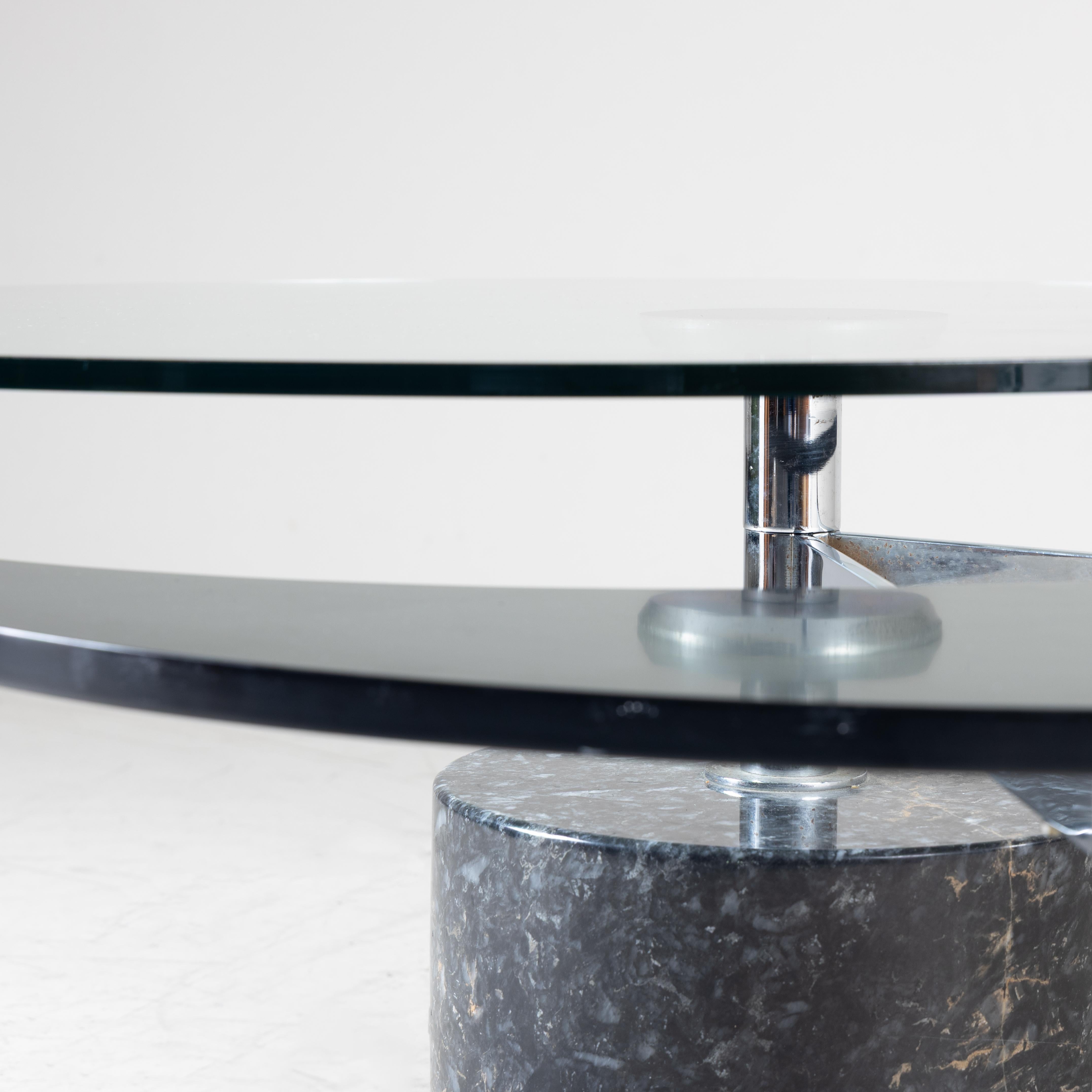 Tavolino ovale in vetro e marmo di Mario Mazzer per Zanette in vendita 5