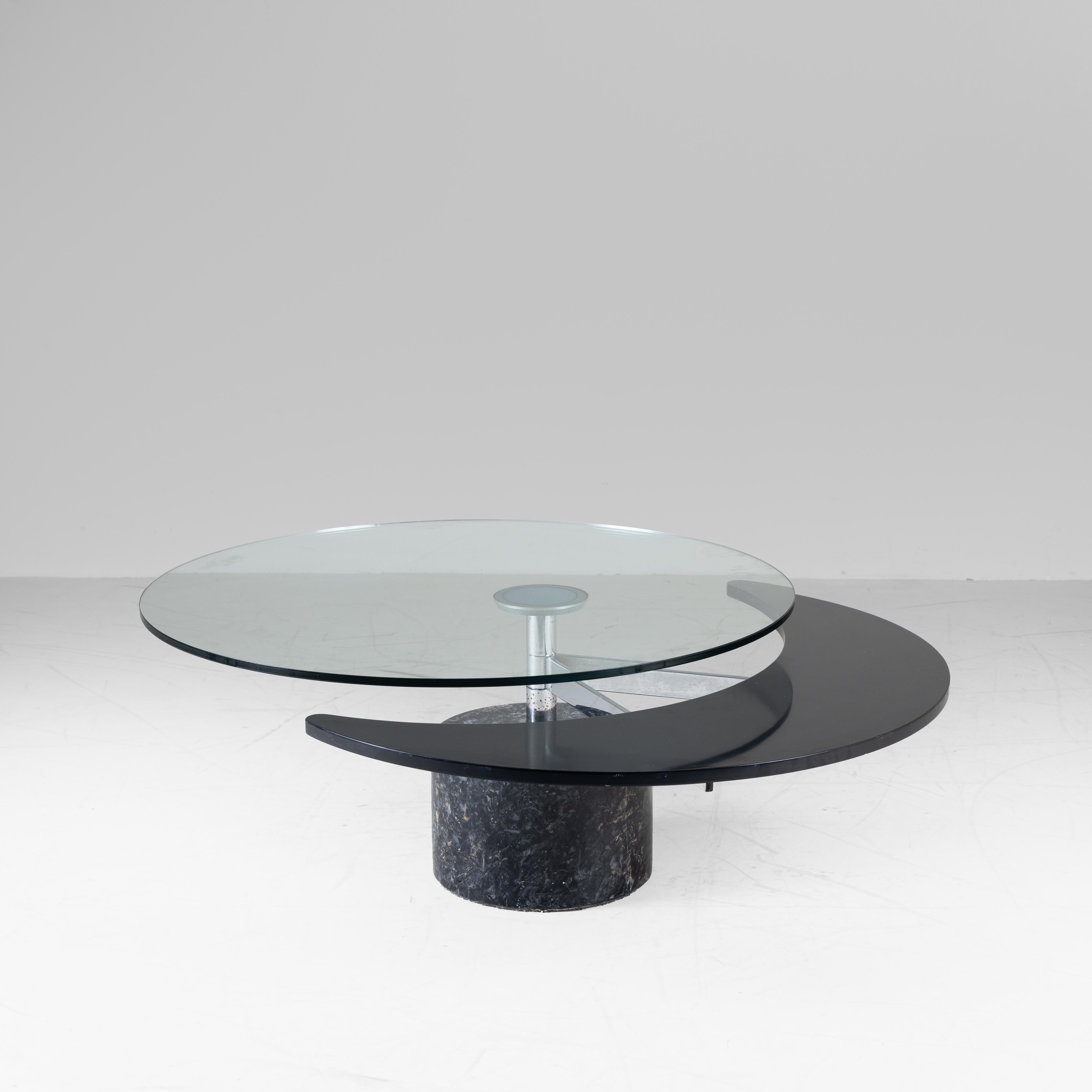 XX secolo Tavolino ovale in vetro e marmo di Mario Mazzer per Zanette in vendita