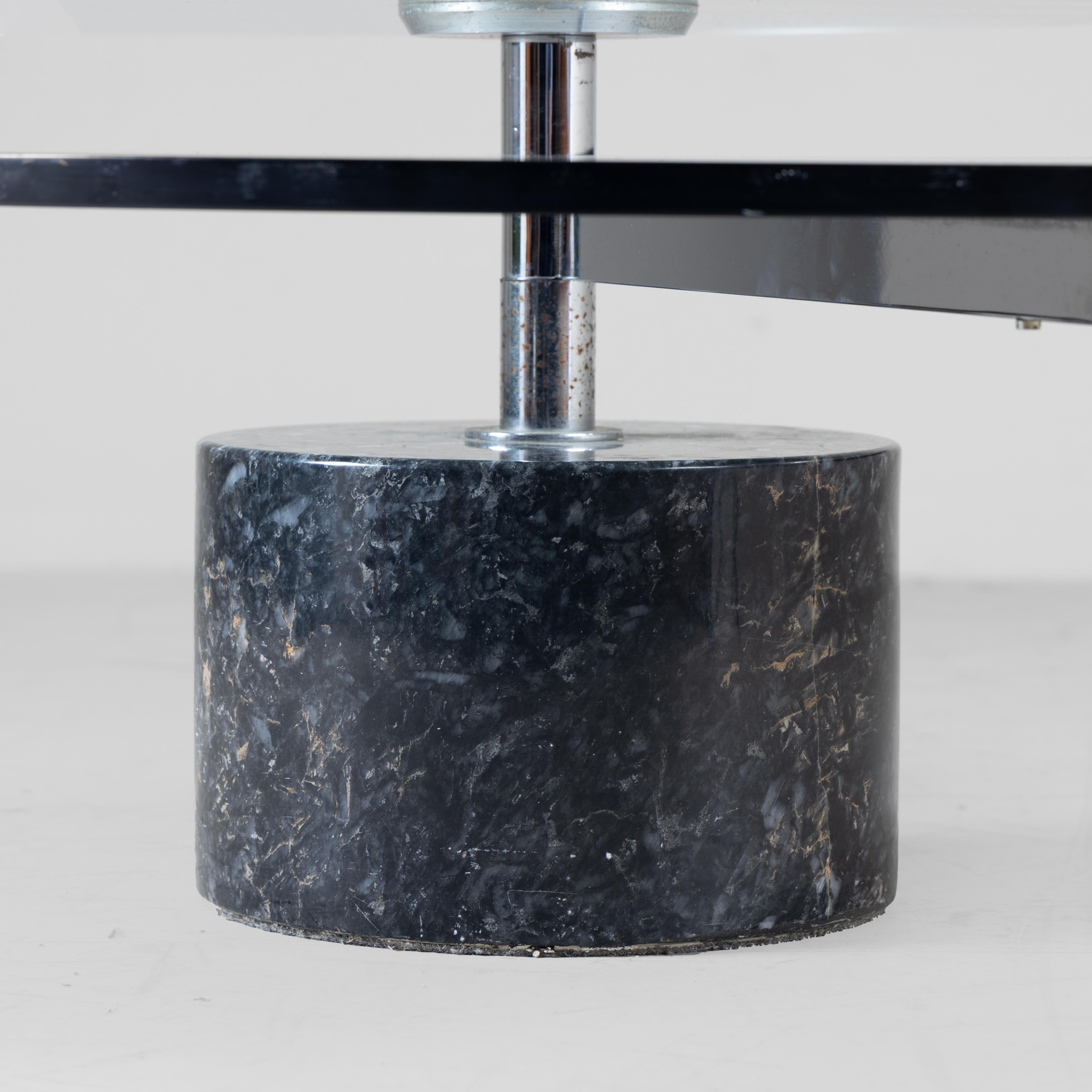 Tavolino ovale in vetro e marmo di Mario Mazzer per Zanette in vendita 1