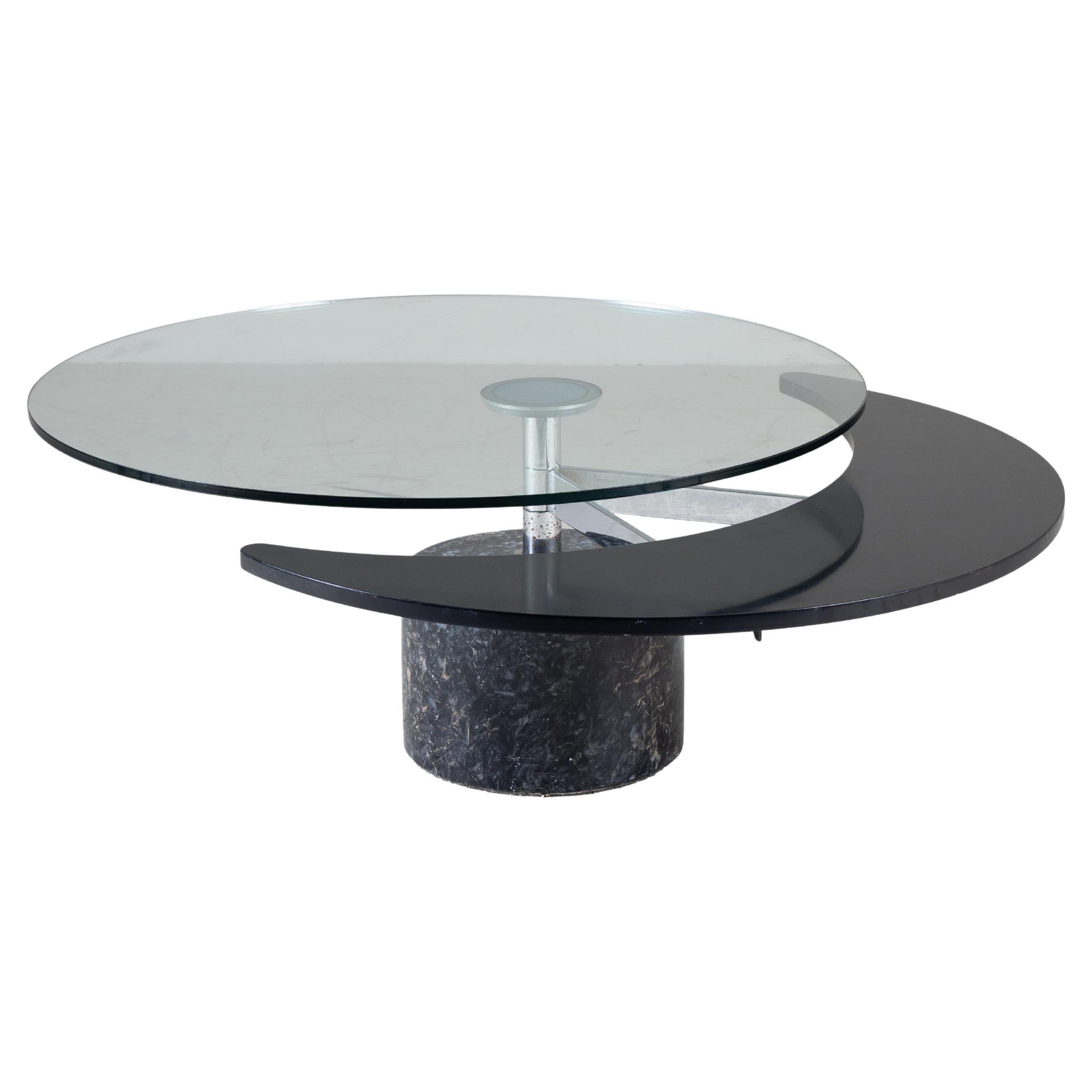 Tavolino ovale in vetro e marmo di Mario Mazzer per Zanette in vendita