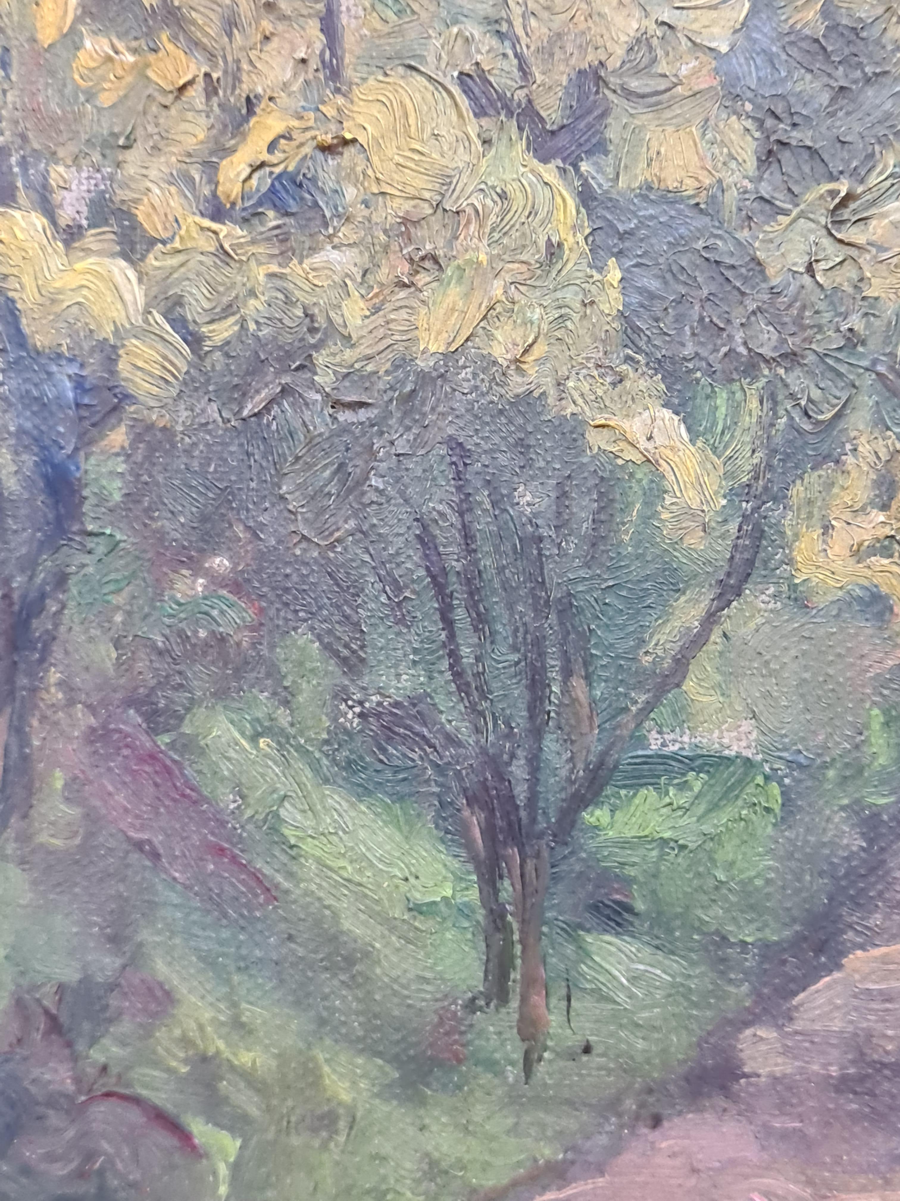 Italian Impressionist, Woodland Walk and A Fauvist Village Scene (Double Sided)  For Sale 1