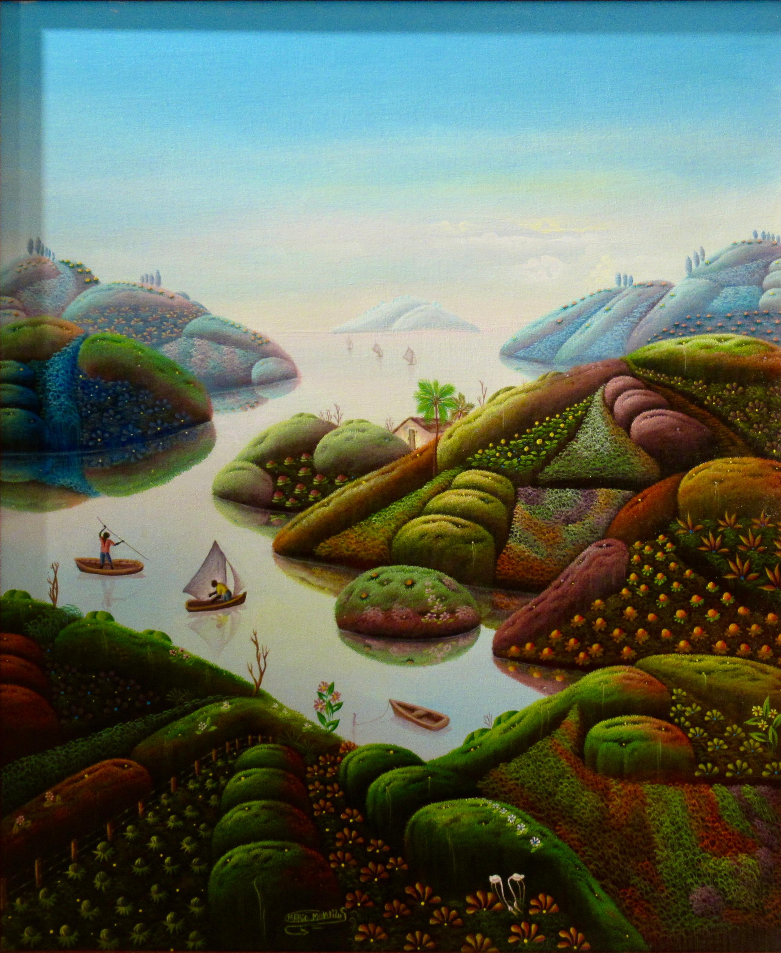 Paisaje con barcos - Painting de Mario Montilus