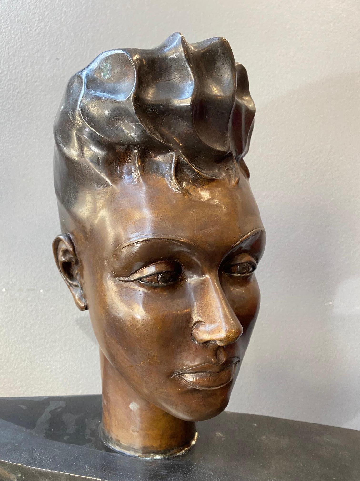 Arletty, Leonie Bathiat by Mario Napoli - Bronze 50x60x28 cm For Sale 4