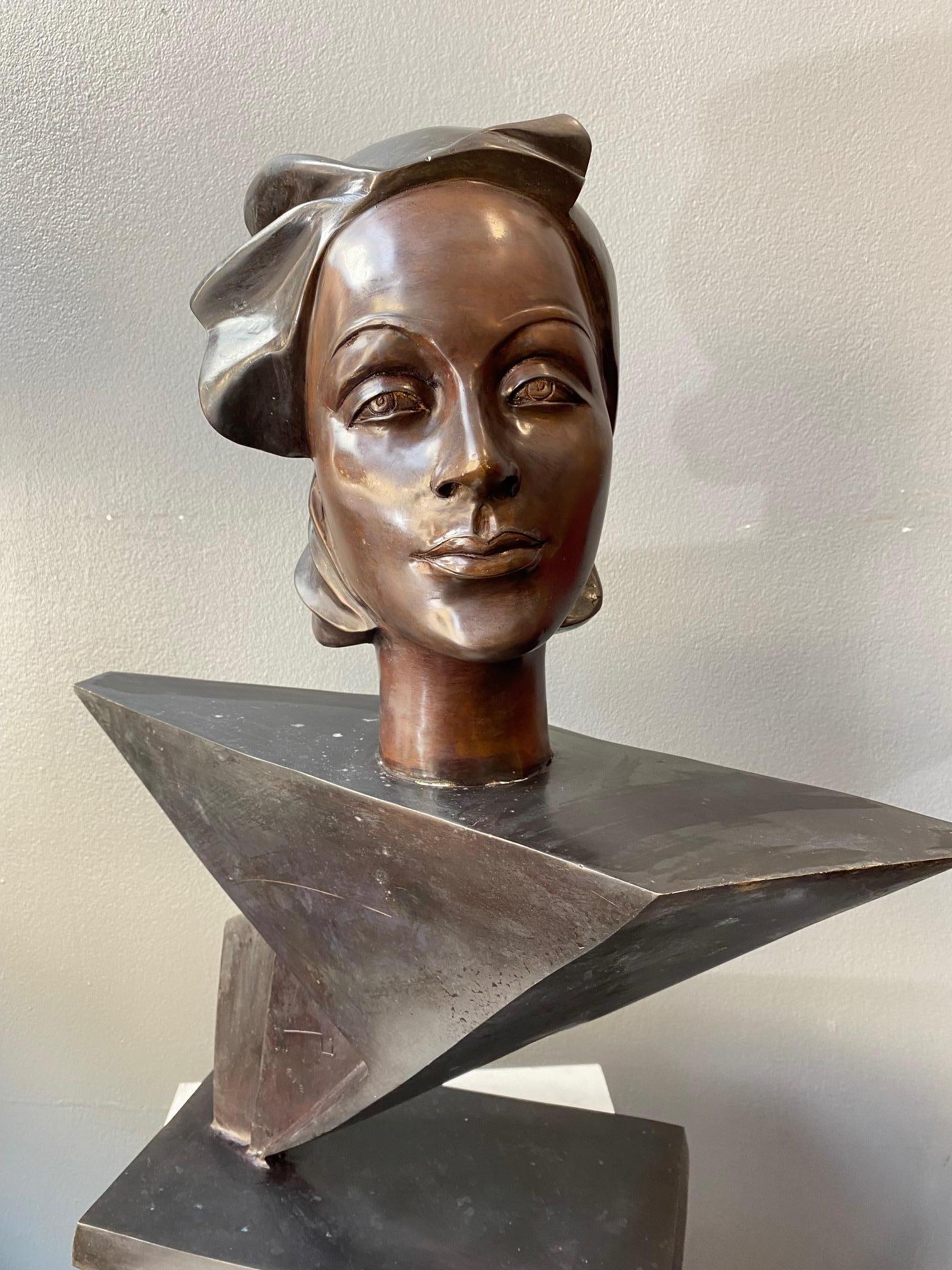 Greta Garbo by Mario Napoli - Bronze 50x60x28 cm
