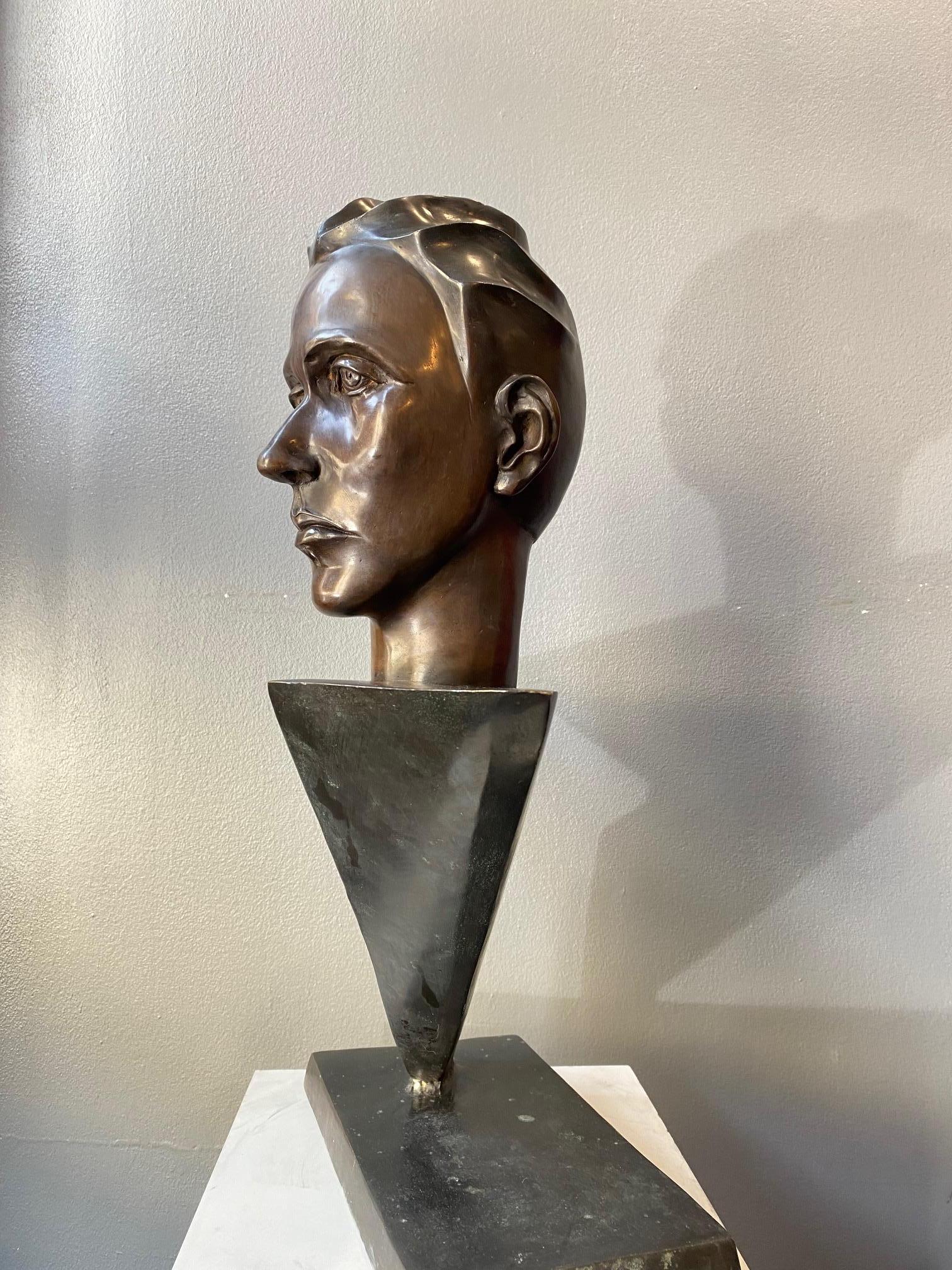 Jean Cocteau by Mario Napoli - Bronze 60x50x28 cm For Sale 1