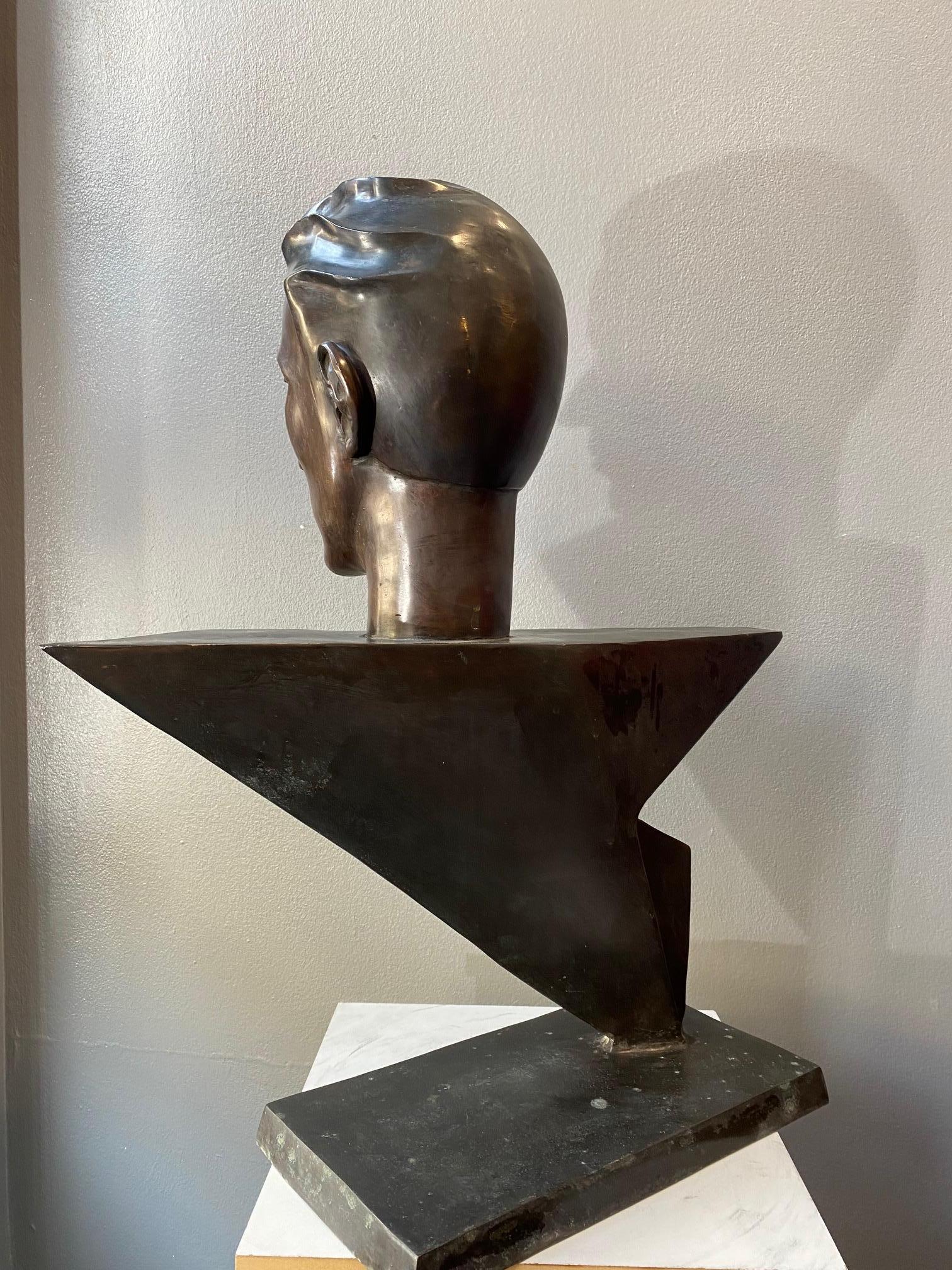 Jean Cocteau by Mario Napoli - Bronze 60x50x28 cm For Sale 2
