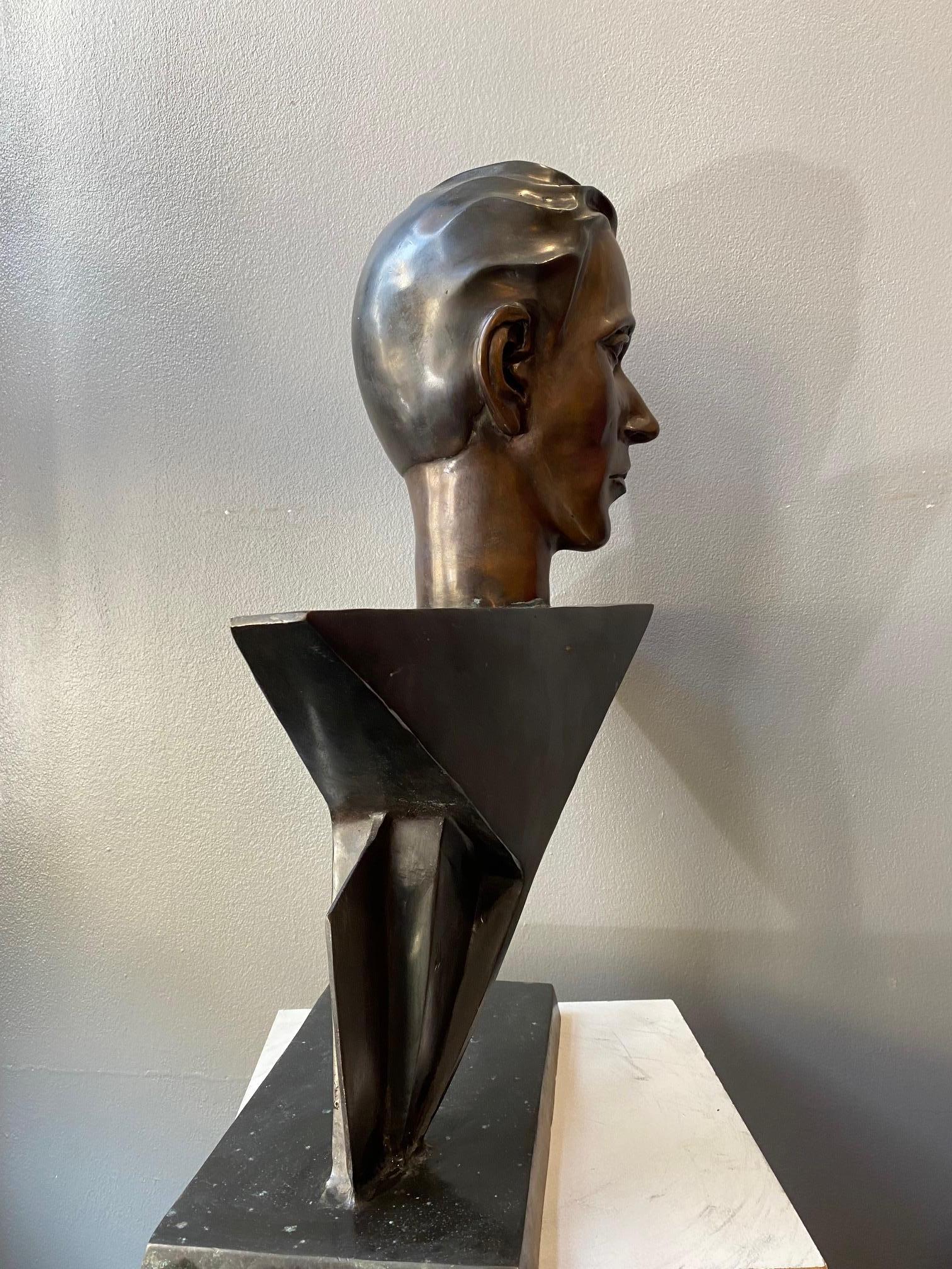 Jean Cocteau by Mario Napoli - Bronze 60x50x28 cm For Sale 3