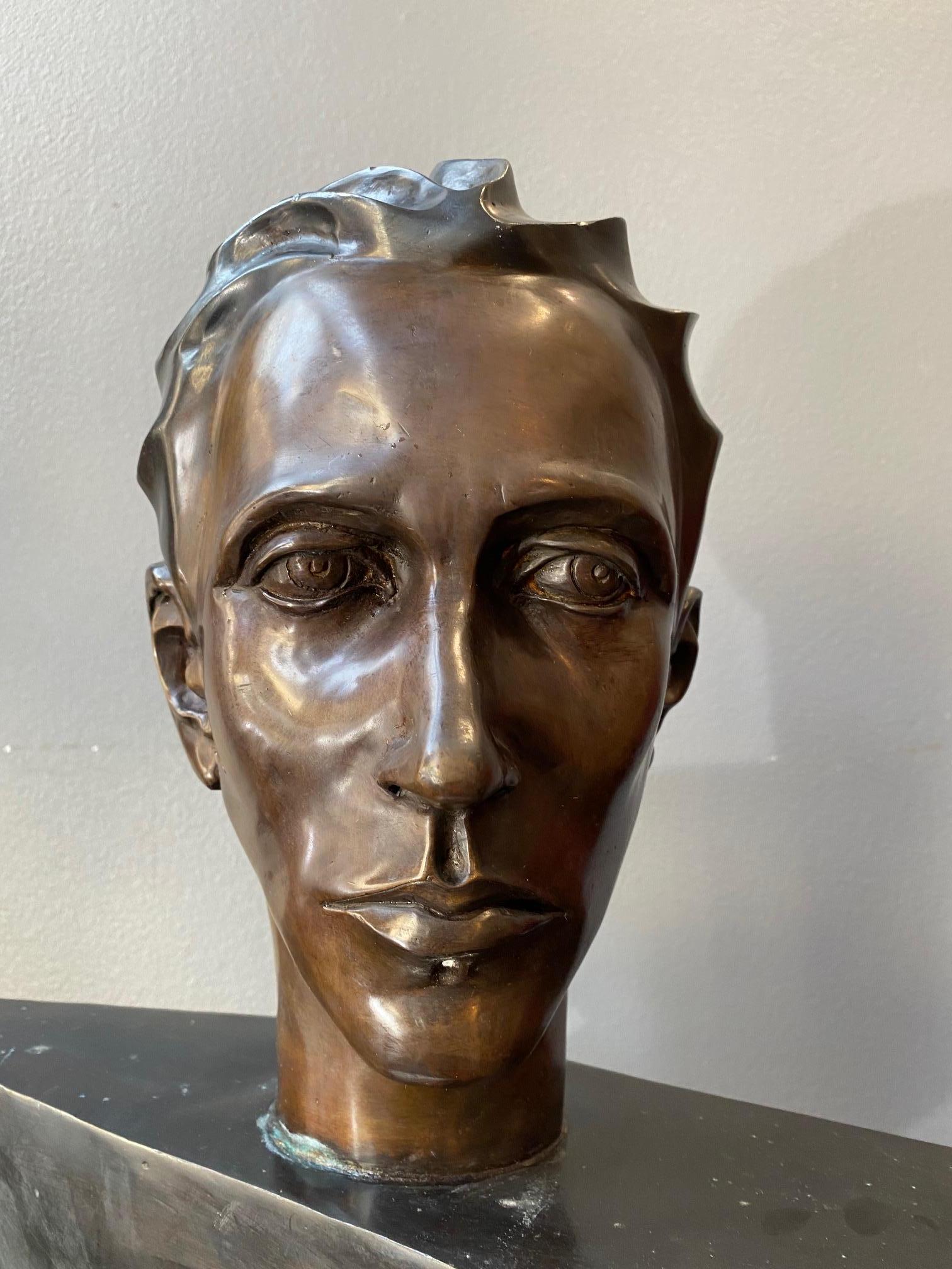 Jean Cocteau by Mario Napoli - Bronze 60x50x28 cm For Sale 5