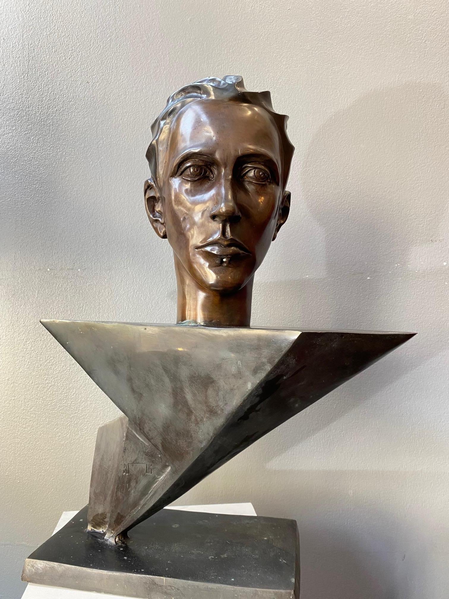 Jean Cocteau par Mario Napoli - Bronze 60x50x28 cm