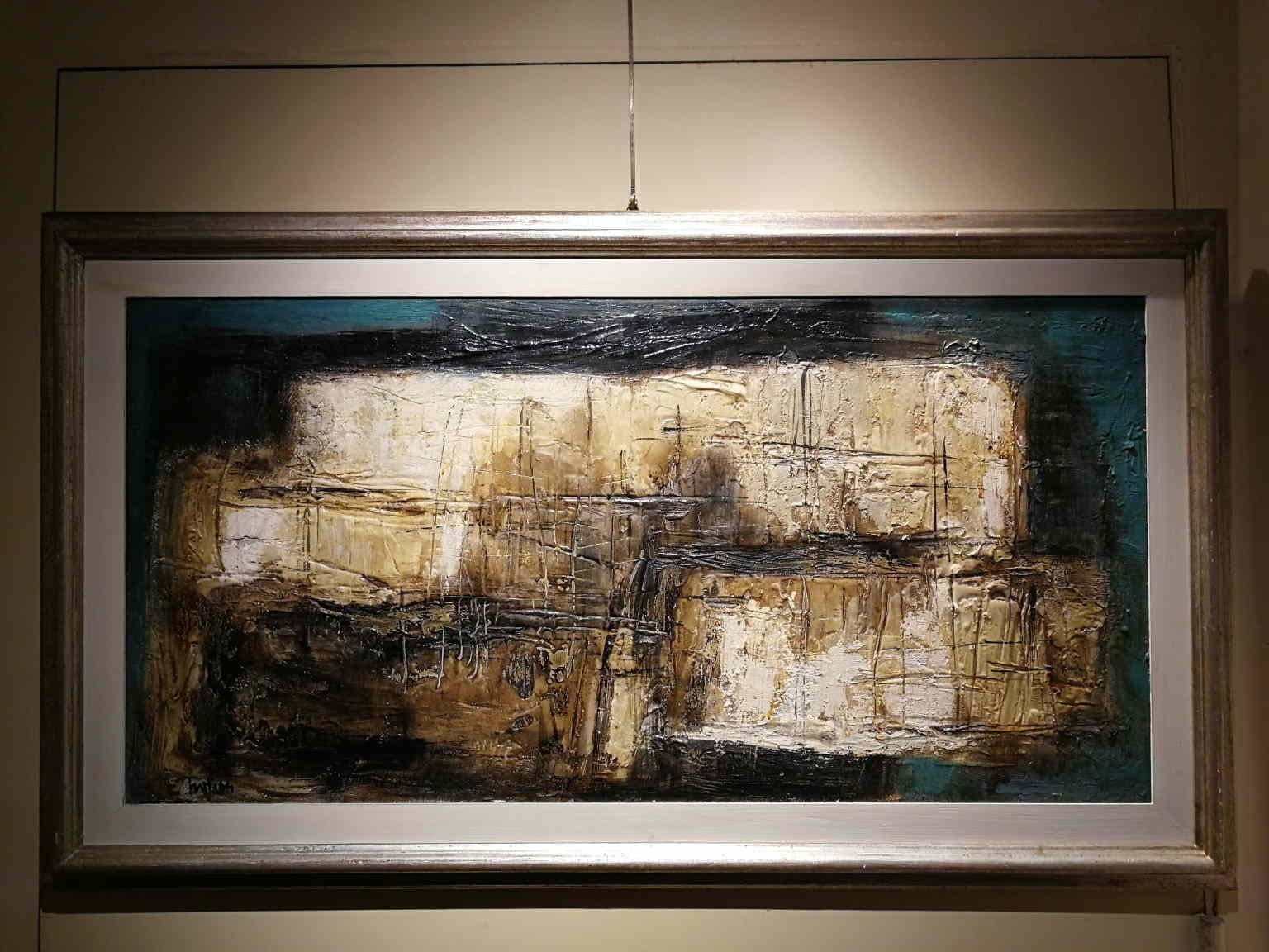 Dipinto astratto fiorentino degli anni Sessanta olio su tela - Painting di Mario Nuti
