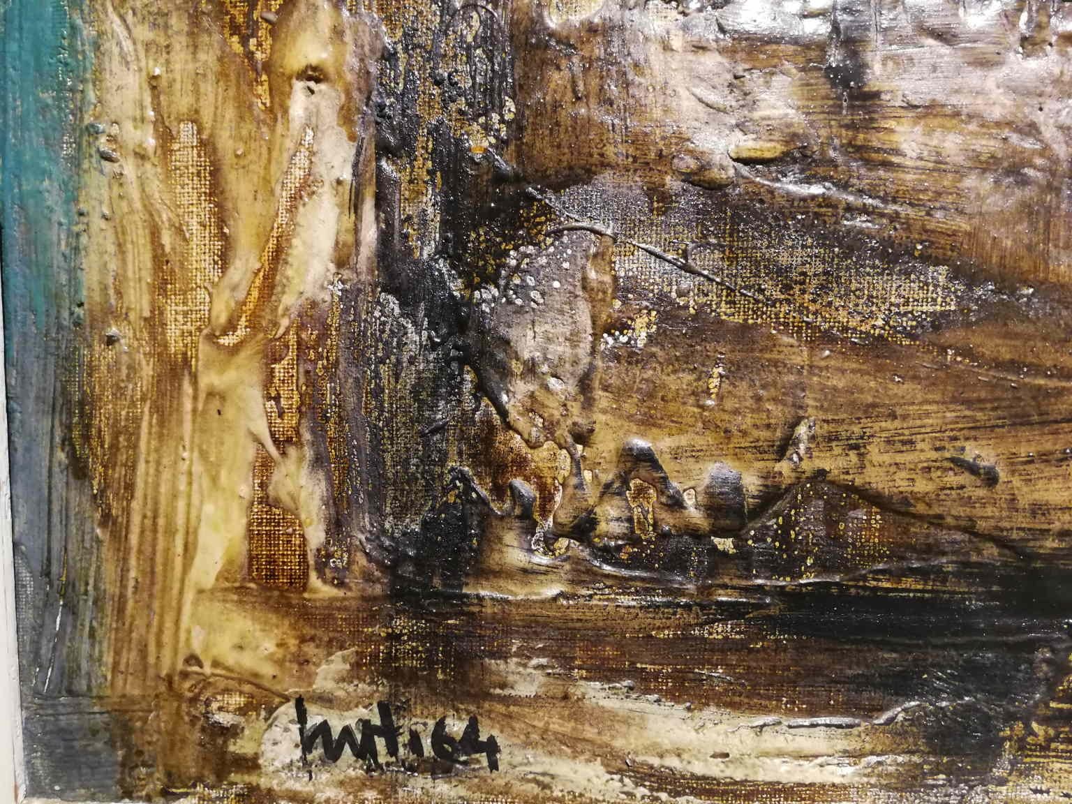 Dipinto astratto fiorentino degli anni Sessanta olio su tela - Abstract Painting Black di Mario Nuti