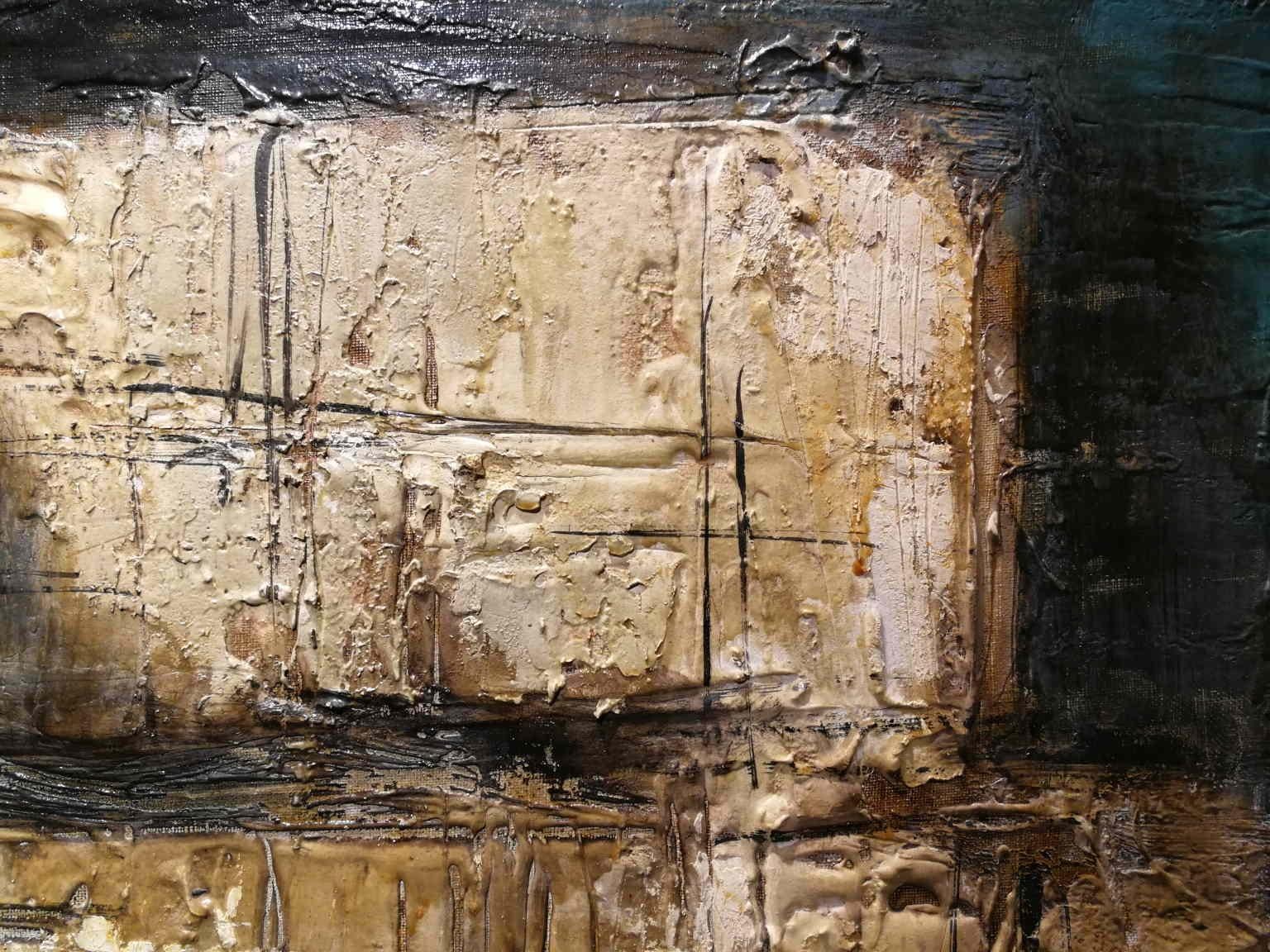 Dipinto astratto italiano degli anni sessanta - Abstract Painting Marrone di Mario Nuti