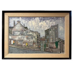 "Montmartre", Óleo moderno sobre lienzo de una vista de la ciudad de París por Padova