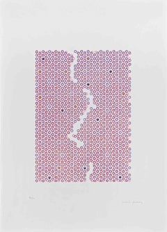 Composition abstraite en rose  - Sérigraphie de Mario Padovan - 1971