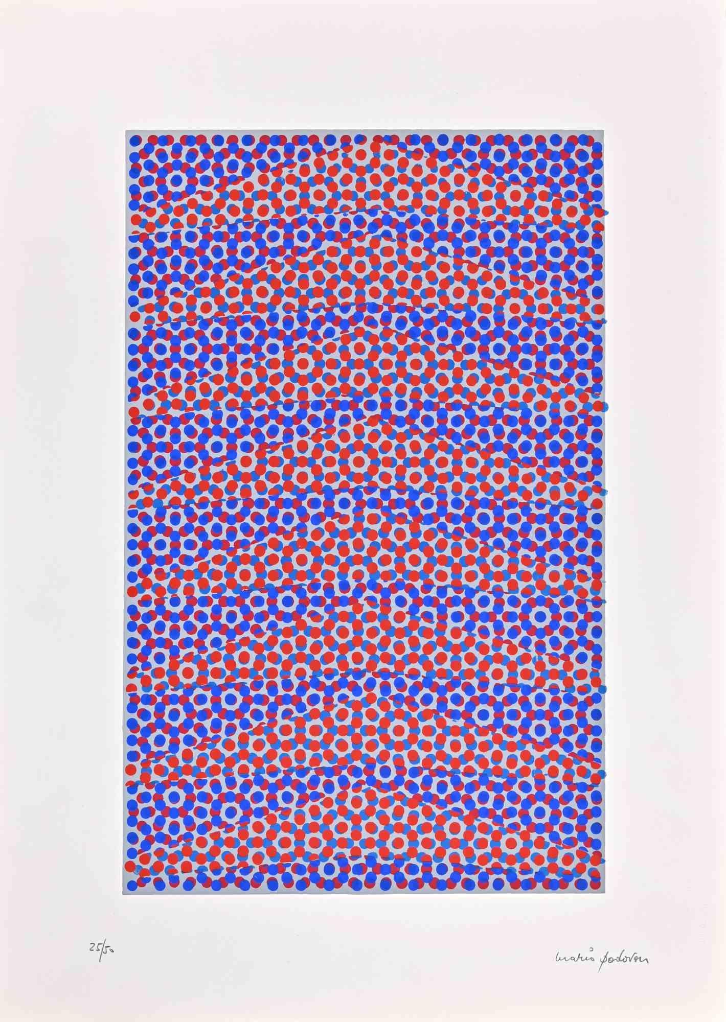Composition abstraite - Impression sérigraphiée originale de Mario Padovan - 1971