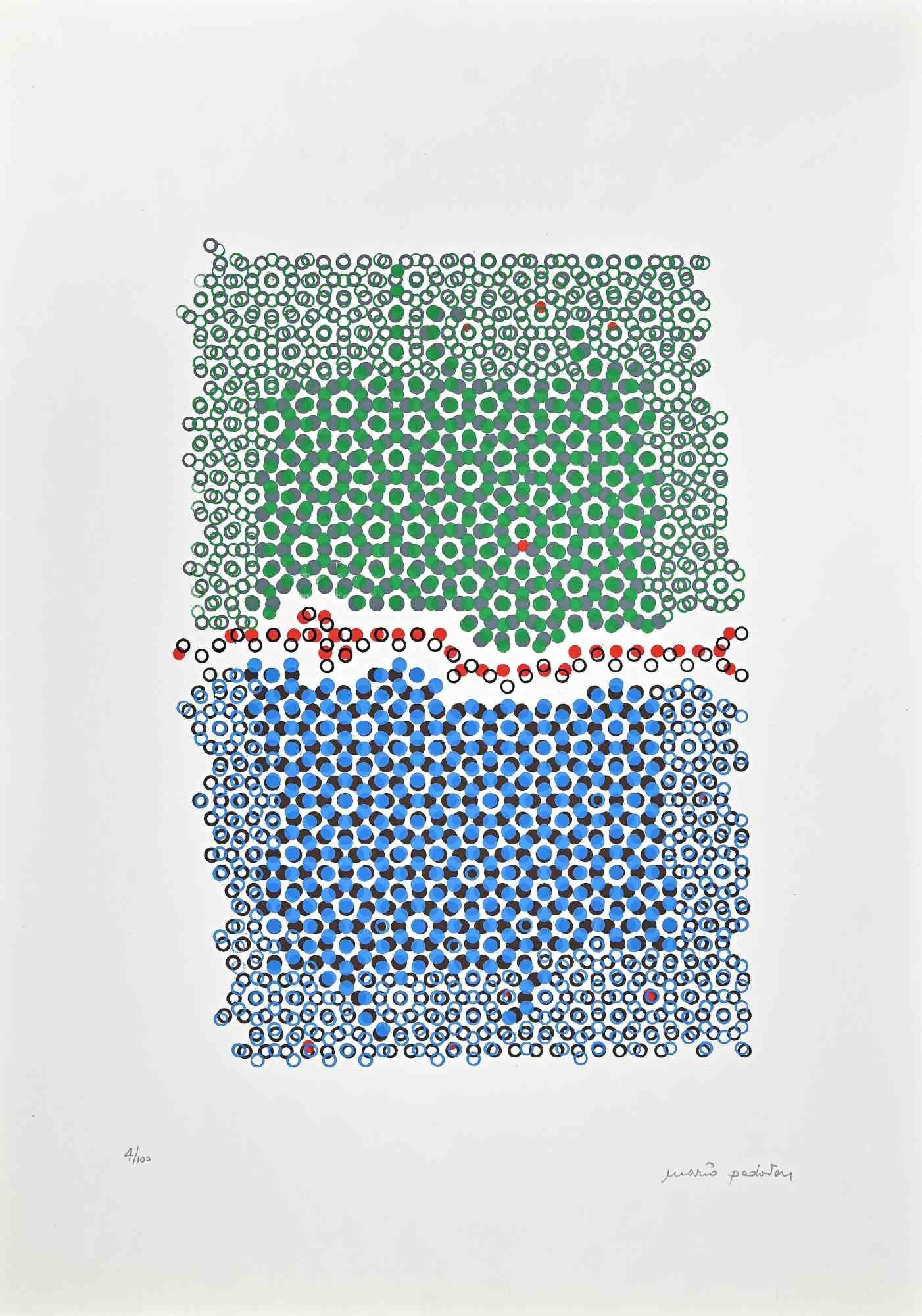 Abstract Composition is a beautiful colored screen print realized by Mario Padovan in 1971.

Hand-signed in pencil on the lower right. Numbered on the lower left, Edition of 4/100 prints.

Good conditions.

Authenticity label by La Nuova Foglio on