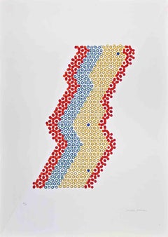 Abstrakte Komposition – Raumteilerdruck von Mario Padovan – 1971