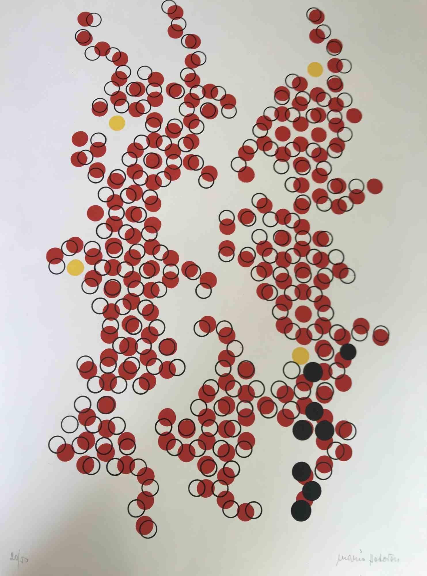 Red Circles è una bellissima serigrafia colorata realizzata da  Mario Padovan nel 1977.

Firmato a mano a matita in basso a destra.

Numerato sul margine inferiore sinistro, edizione di 20/50 copie

Buone condizioni.

Etichetta di autenticità di La