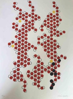 Red Circles - Original Screen Print by Mario Padovan - 1977
