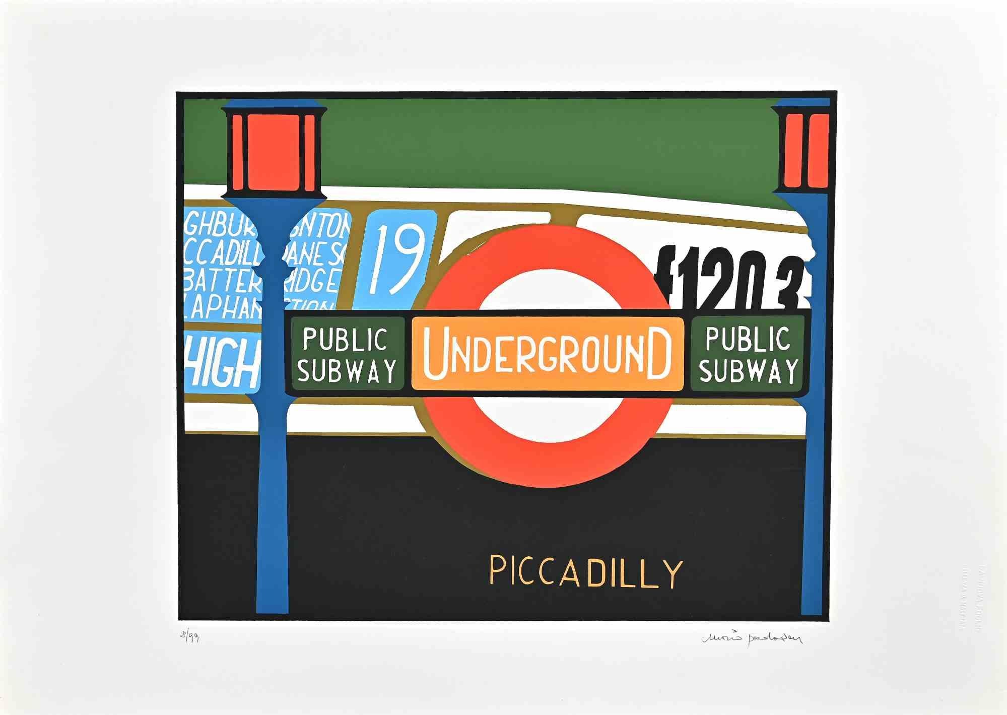 Underground is a screen print realized by Mario Padovan in the  1970s.

Hand-signed in pencil on the lower right. With the label " LA Nuova Foglio Certificate" on the rear.

Numbered in pencil on the lower left. Edition of 8/99.

Good conditions.