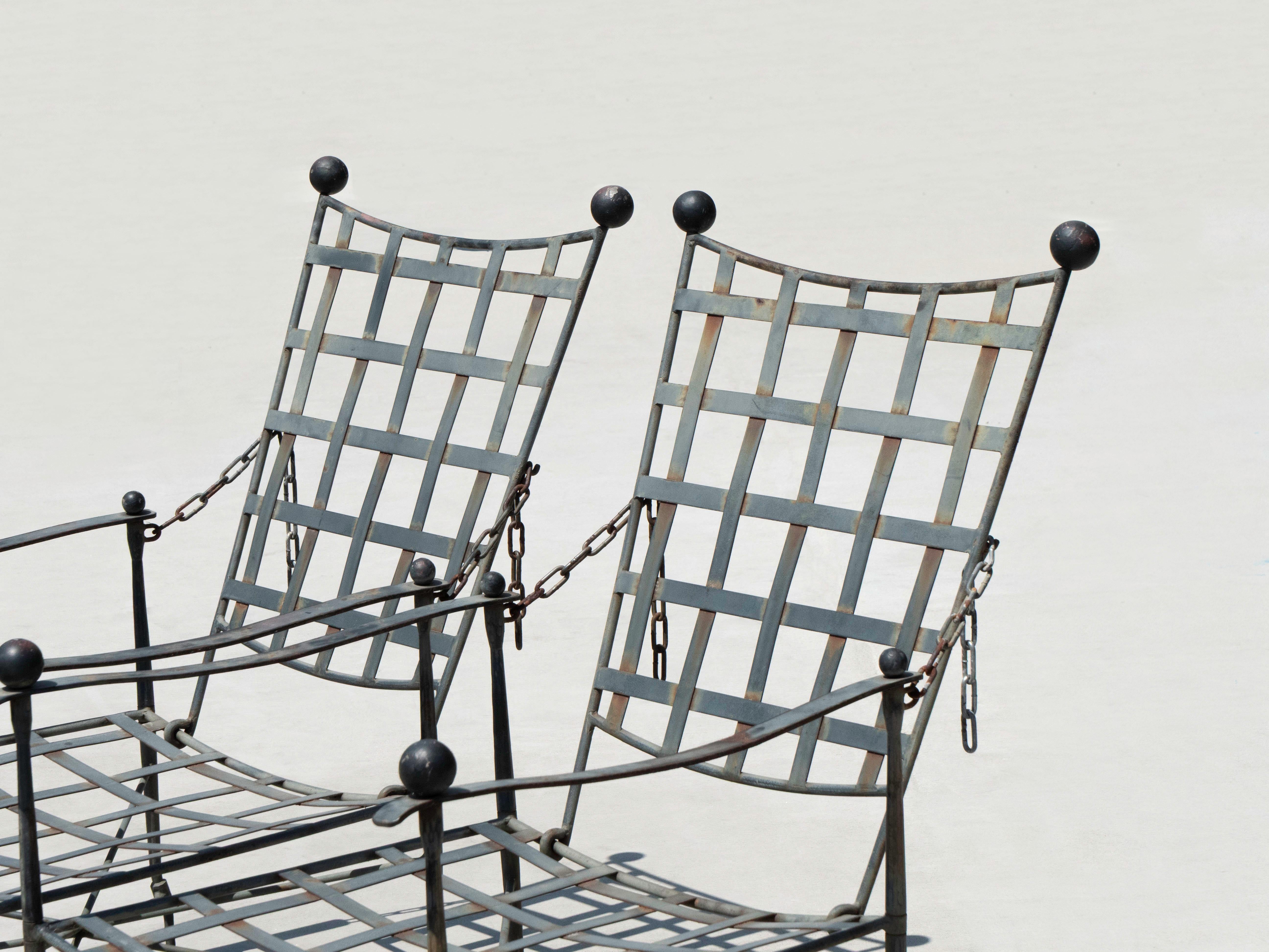 Mario Papperzini Amalfi Lounge Chairs für Salterini, 1950er Jahre (Schmiedeeisen) im Angebot