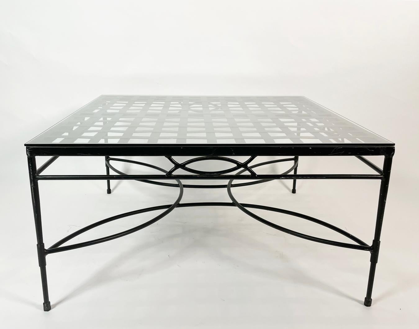 American Mario Papperzini Coffee Table with a Glass Top For Sale