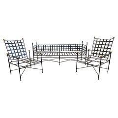 Mario Papperzini Tagesbett und Stühle für John Salterini / Klassisches Gartenset aus Eisen