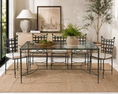 Mario Papperzini for Salterini Wrought Iron Patio Dining Table with Glass Top