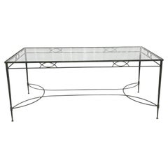 Mesa de comedor de jardín de hierro forjado con tablero de cristal de Mario Papperzini para Salterini