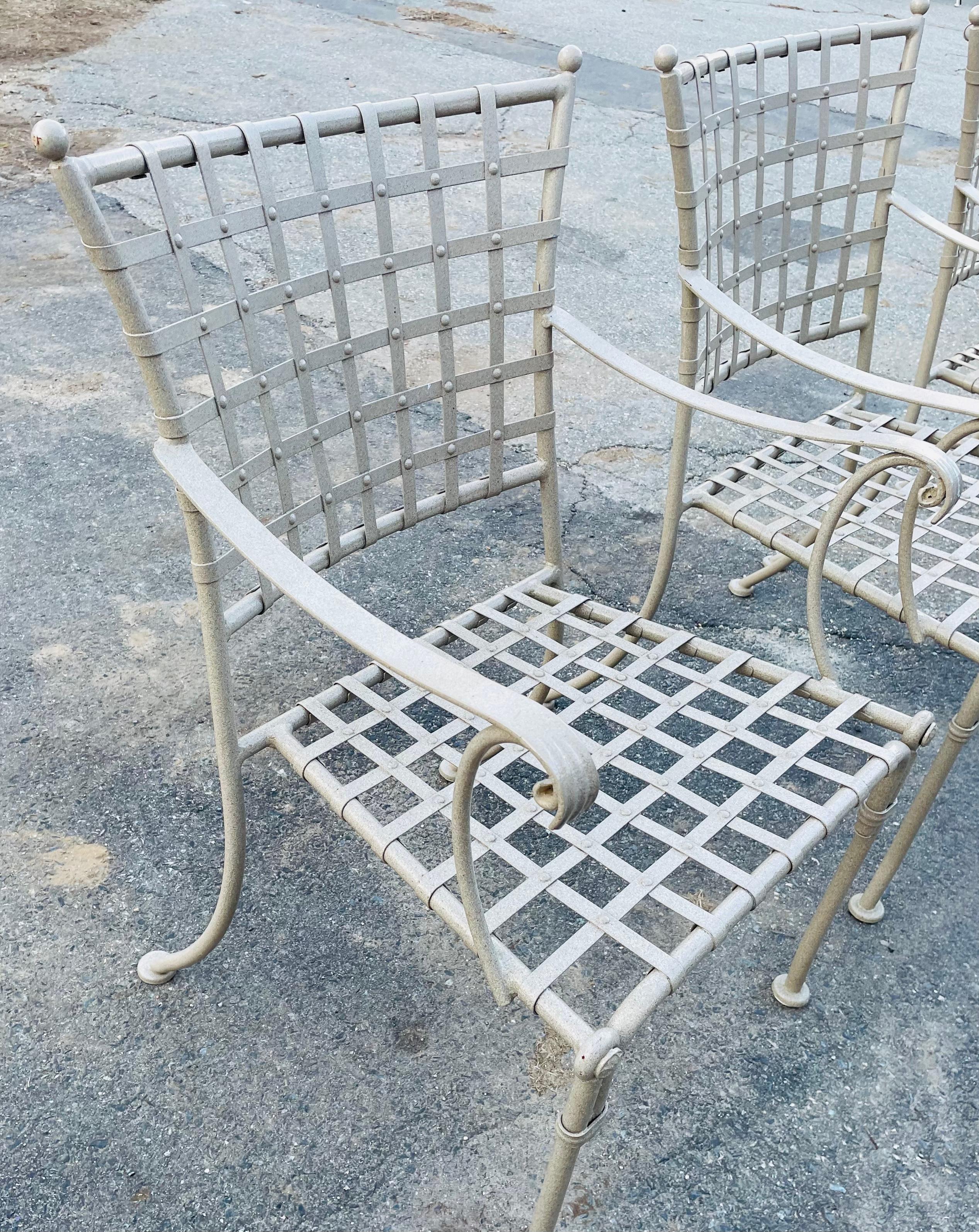 Vintage Wrought Iron Outdoor Patio Chairs Mario Papperzini for Salterini For Sale 8