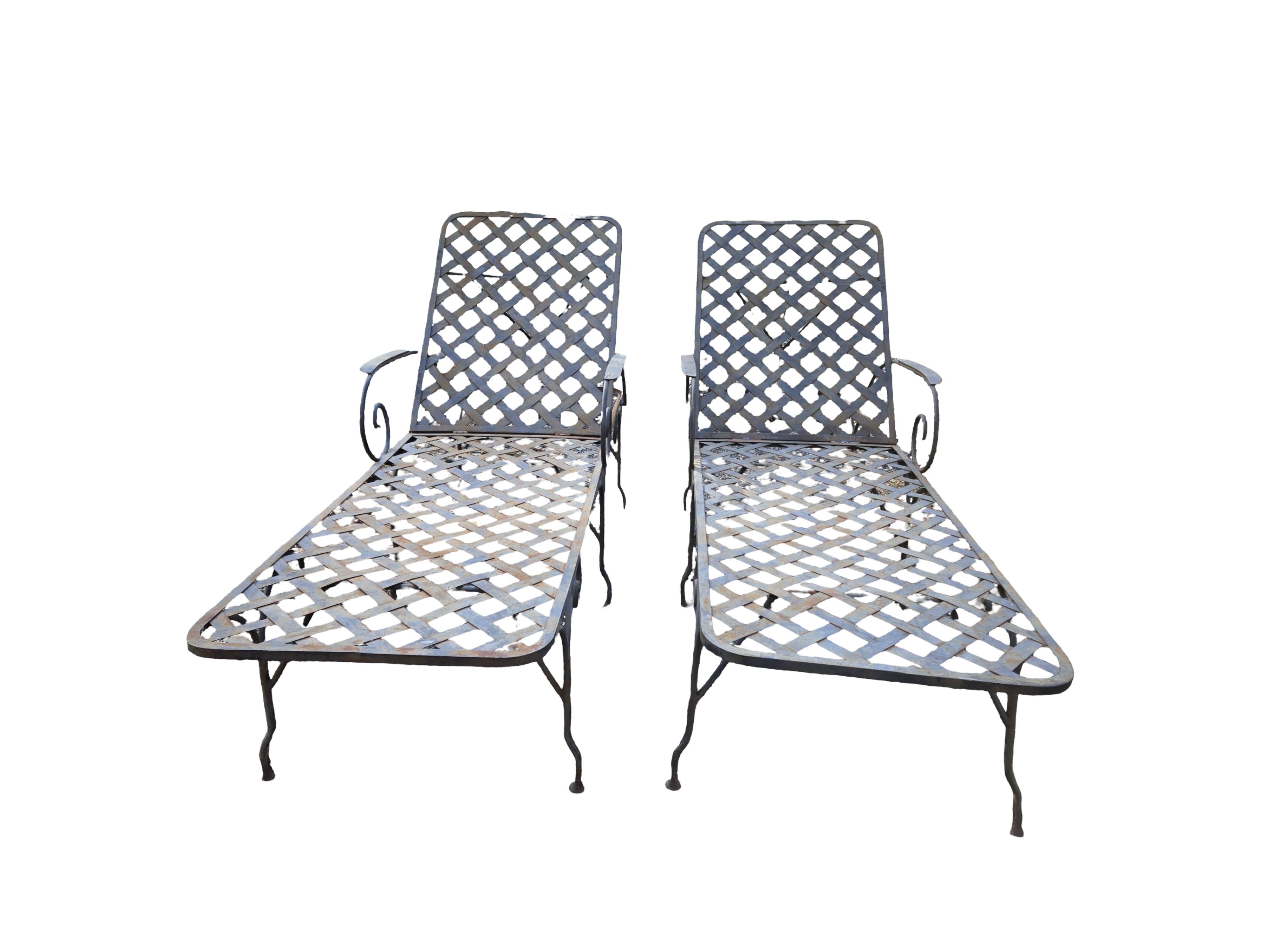 Mario Papperzini Style Wrought Iron Chaise Lounge Chairs en venta 5