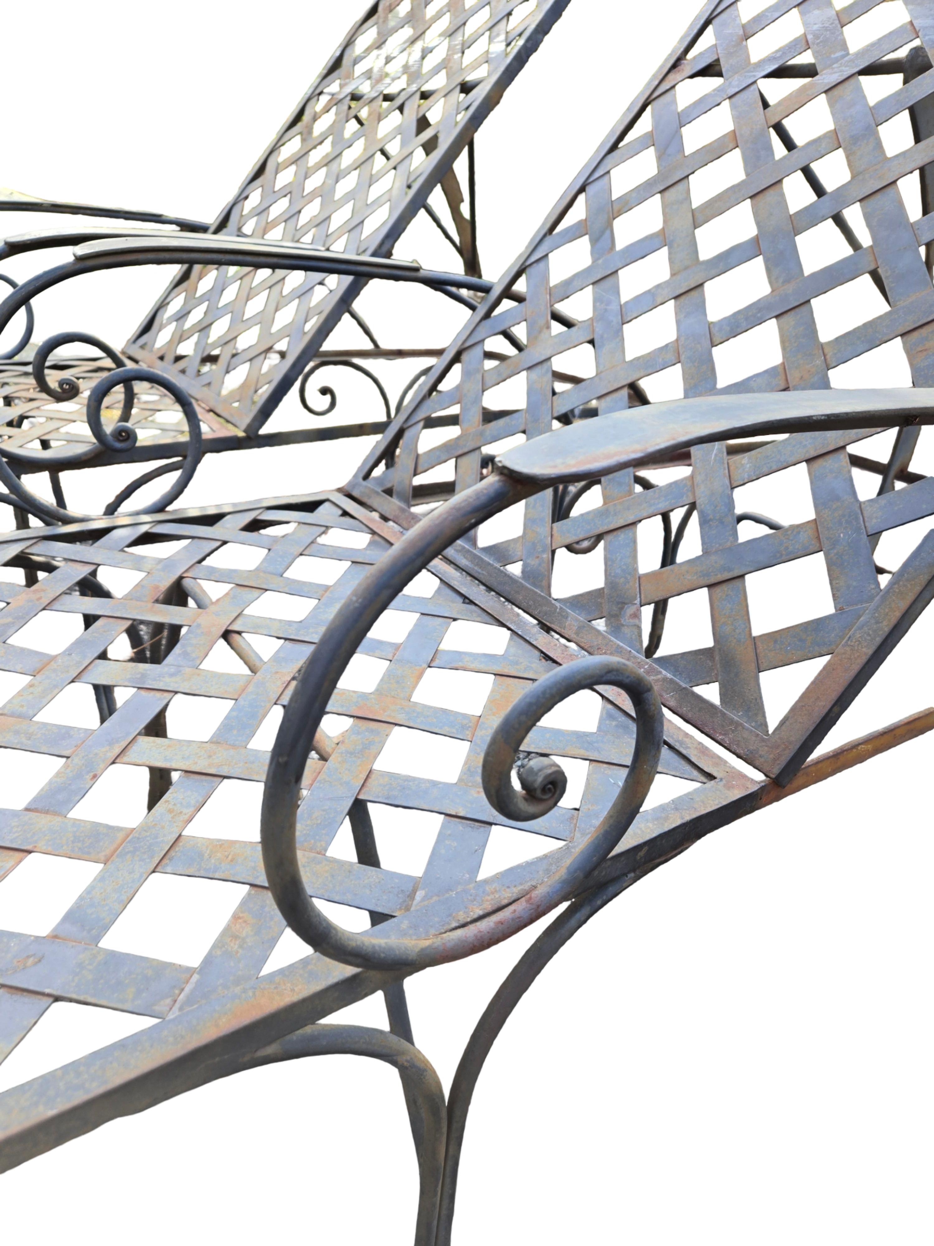 Mario Papperzini Style Wrought Iron Chaise Lounge Chairs en venta 6