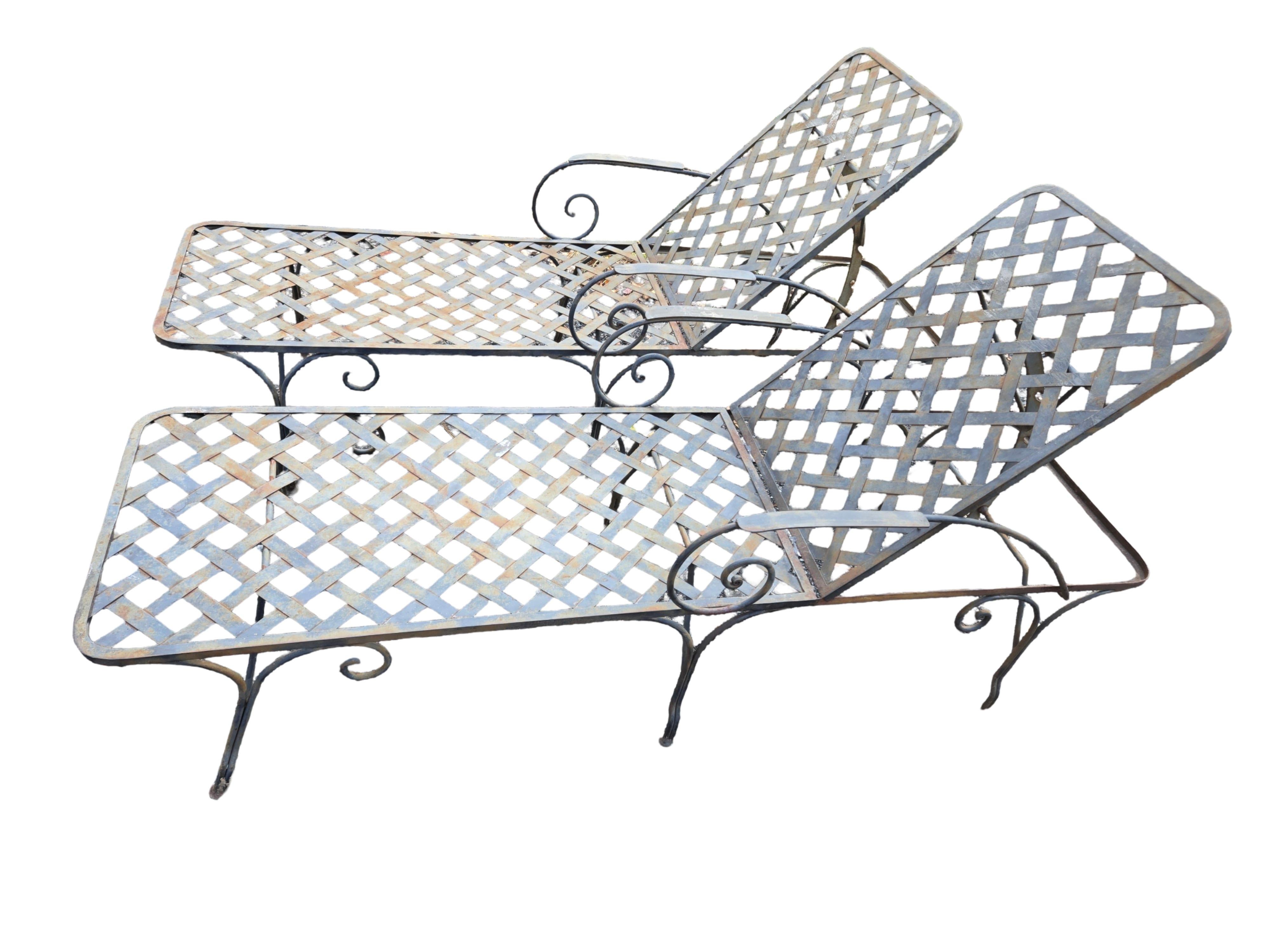 Mario Papperzini Style Wrought Iron Chaise Lounge Chairs en venta 7