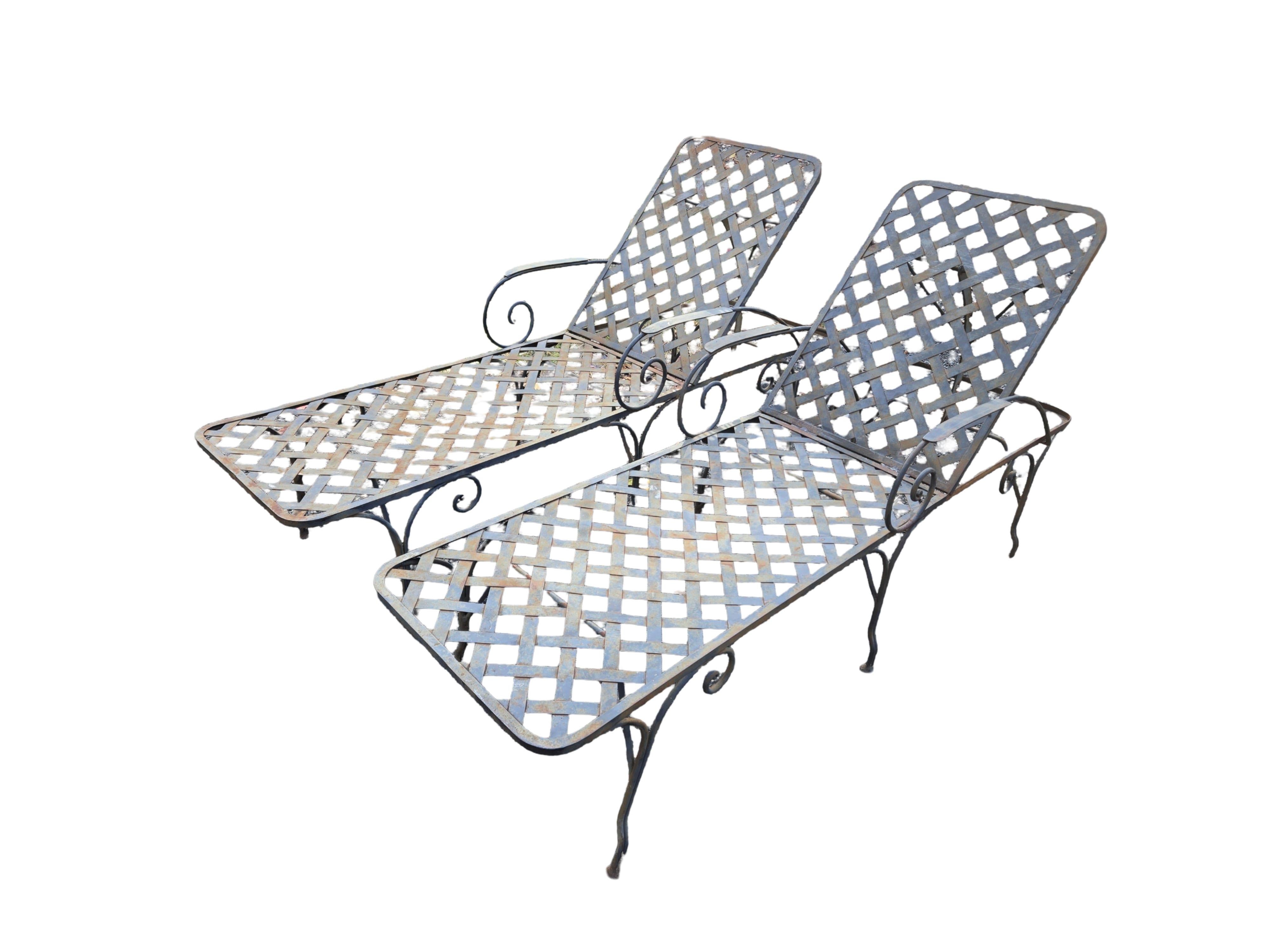 Mario Papperzini Style Wrought Iron Chaise Lounge Chairs en venta 8