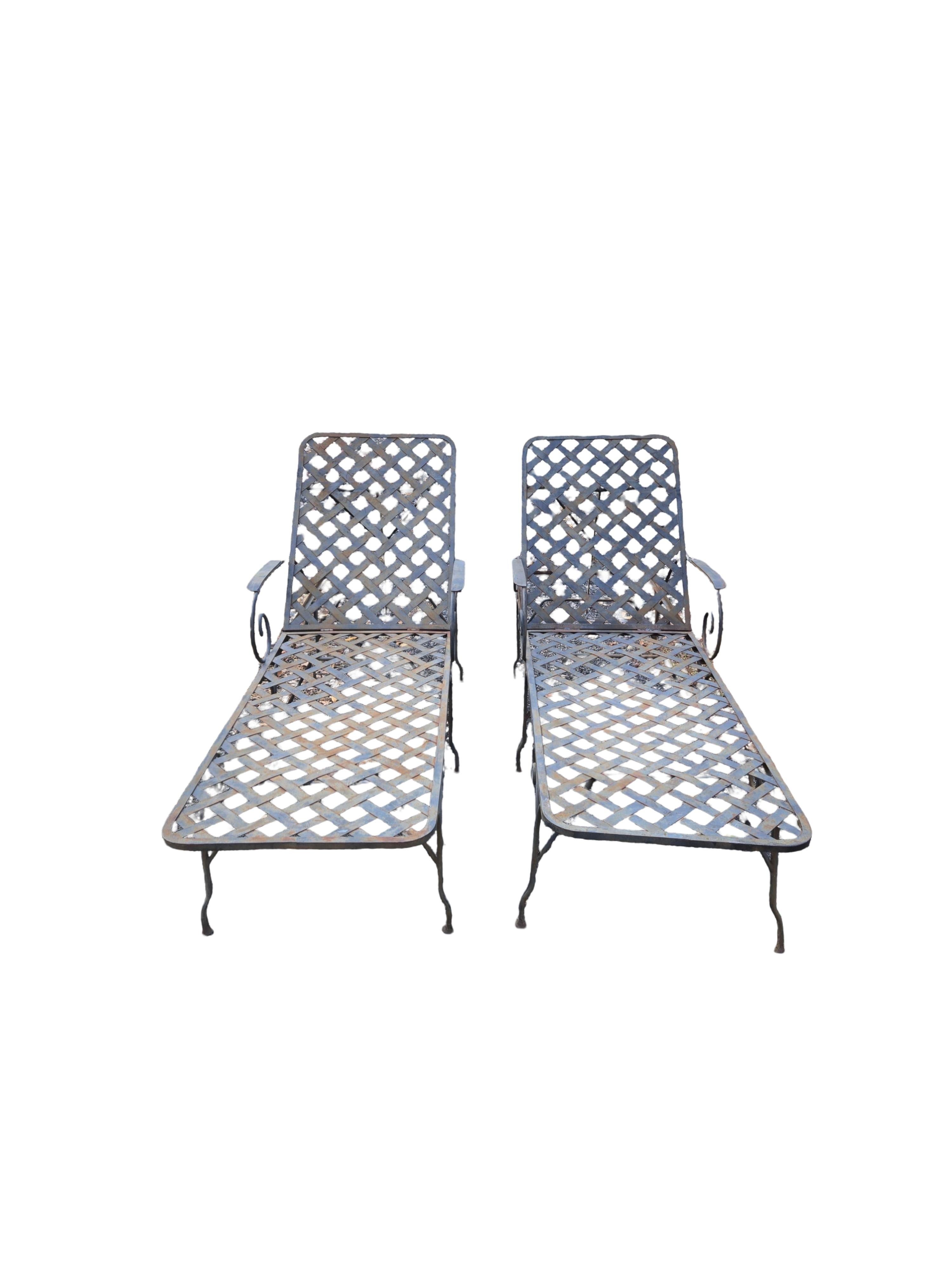 Mario Papperzini Style Wrought Iron Chaise Lounge Chairs en venta 9