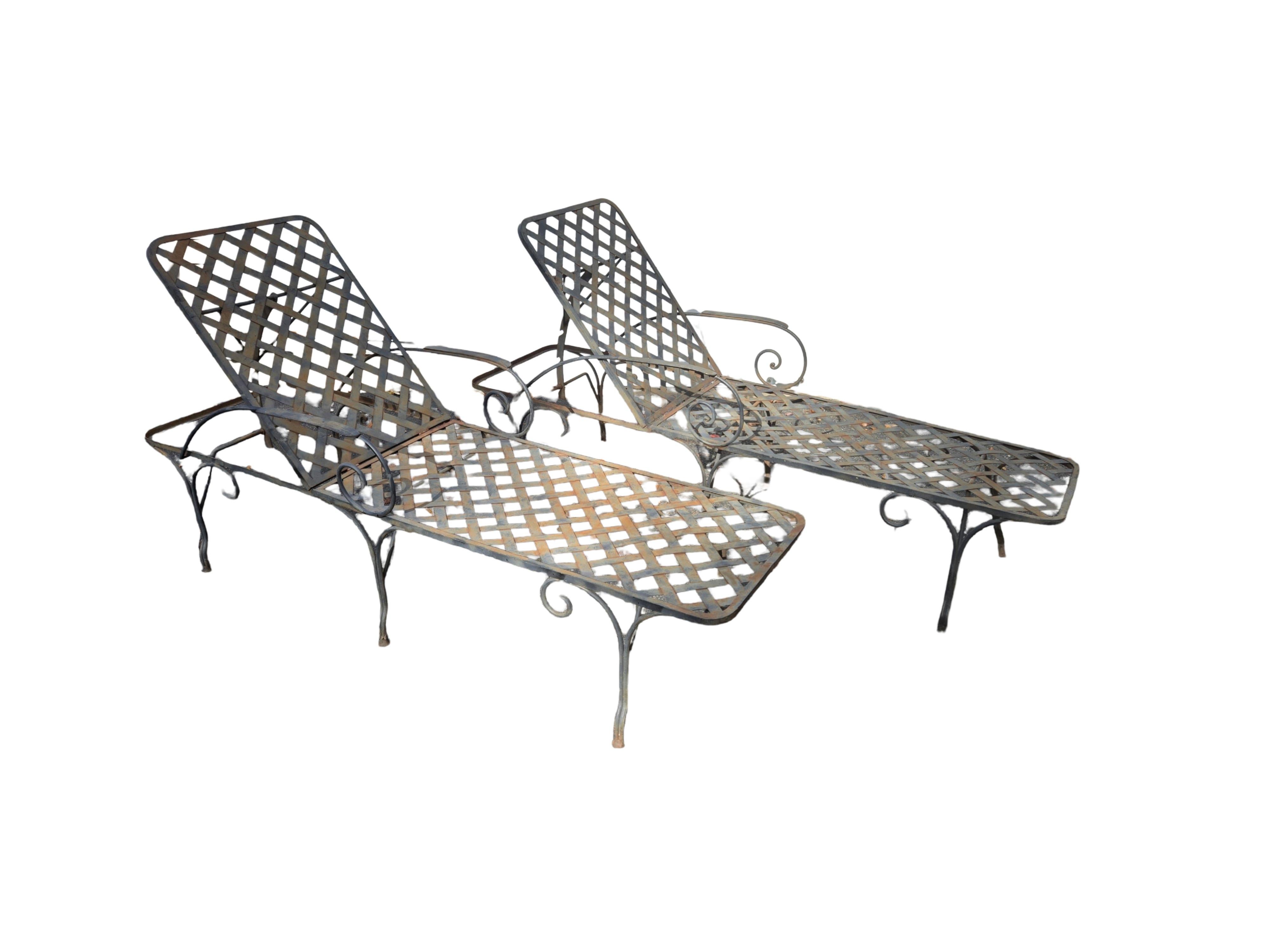 Mario Papperzini Style Wrought Iron Chaise Lounge Chairs en venta 10
