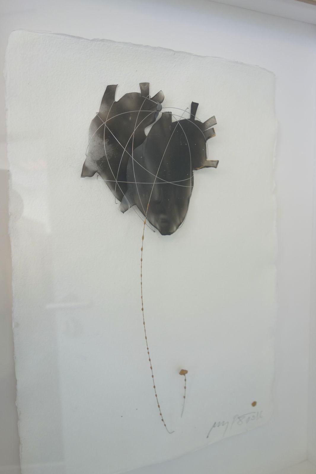 21st century conceptual artwork - mixed technique - smoky heart I For Sale 1