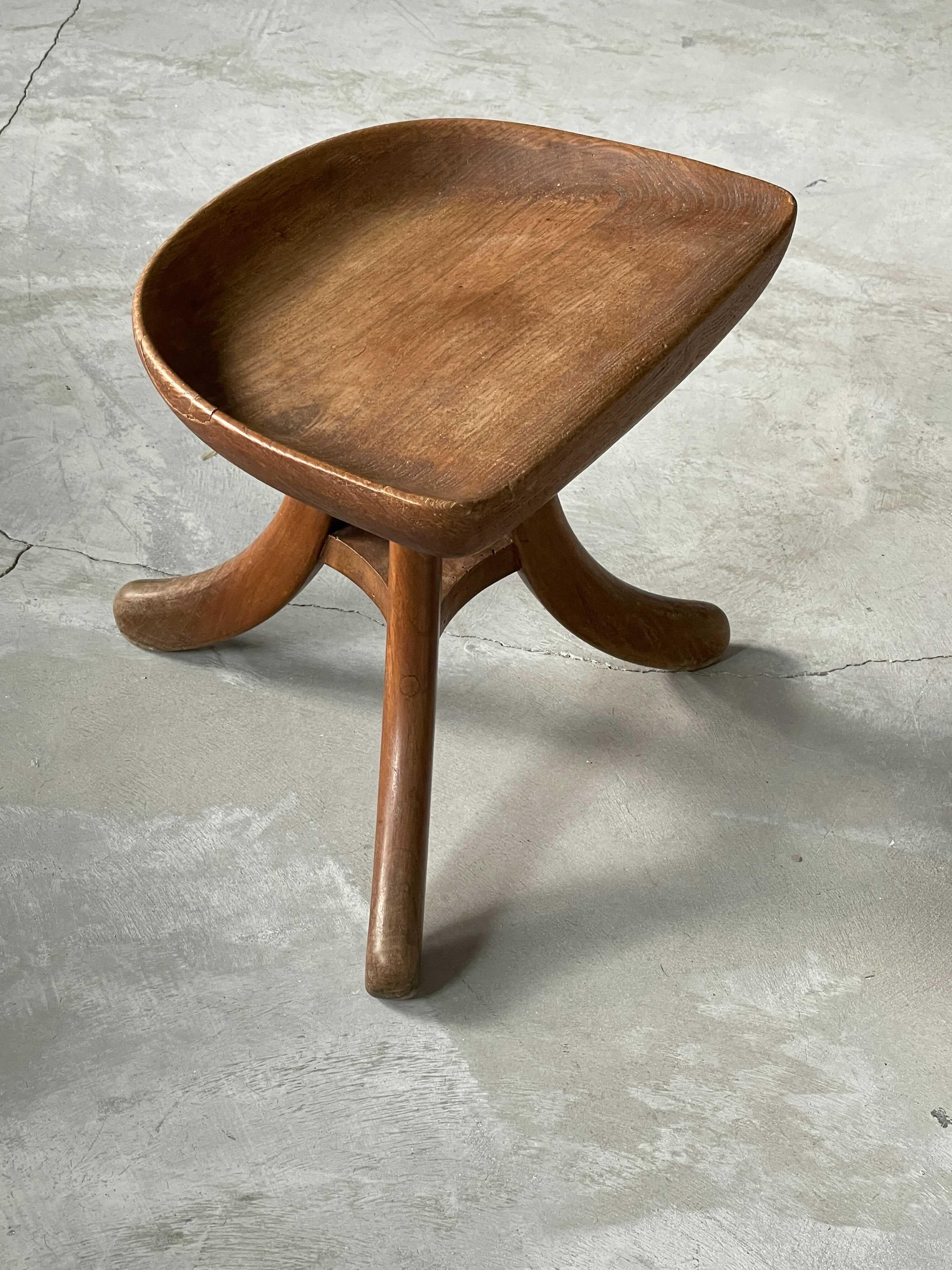 Mid-Century Modern Mario Passanti, Stools, Solid Carved Wood, Italy, 1960s