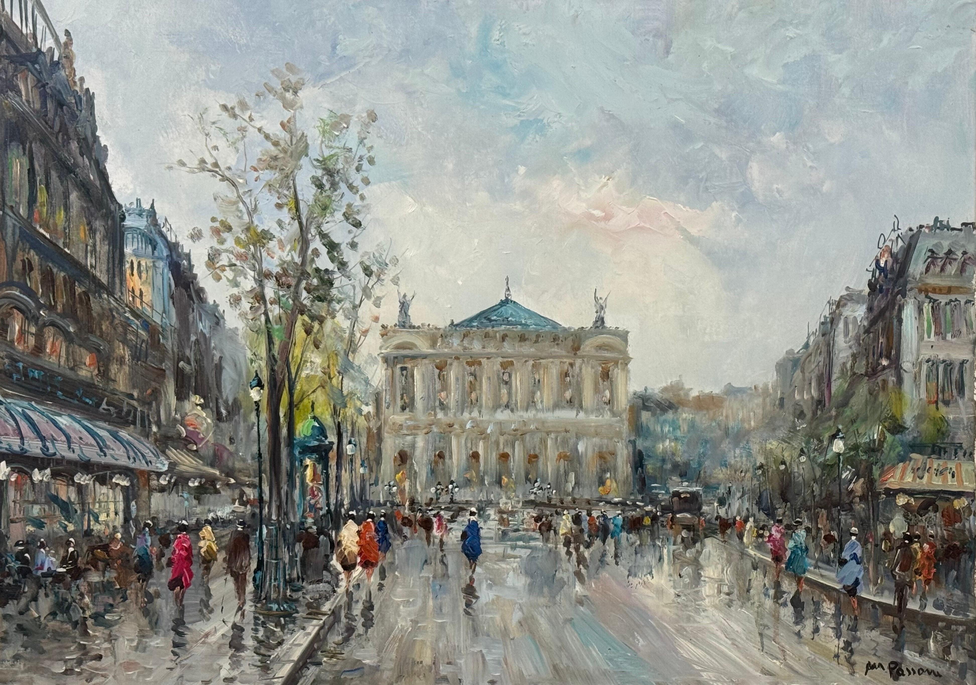 Paris Palais Garnier (Opéra) avec personnages 20e siècle Post-Impressionnisme en vente 1