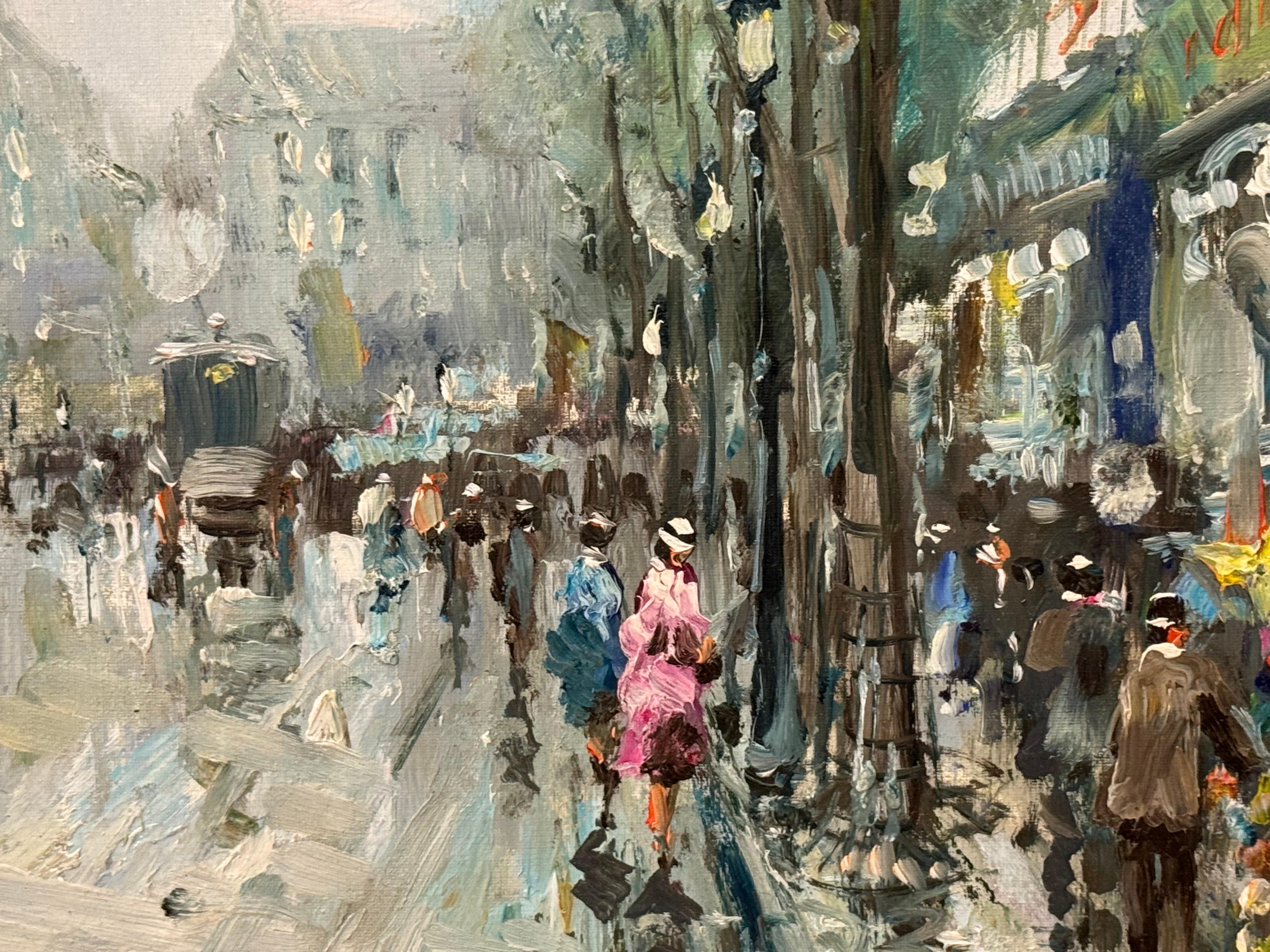 Paris Street Scene with Figures Parisian Street 20th Century Post-Impressionism For Sale 5