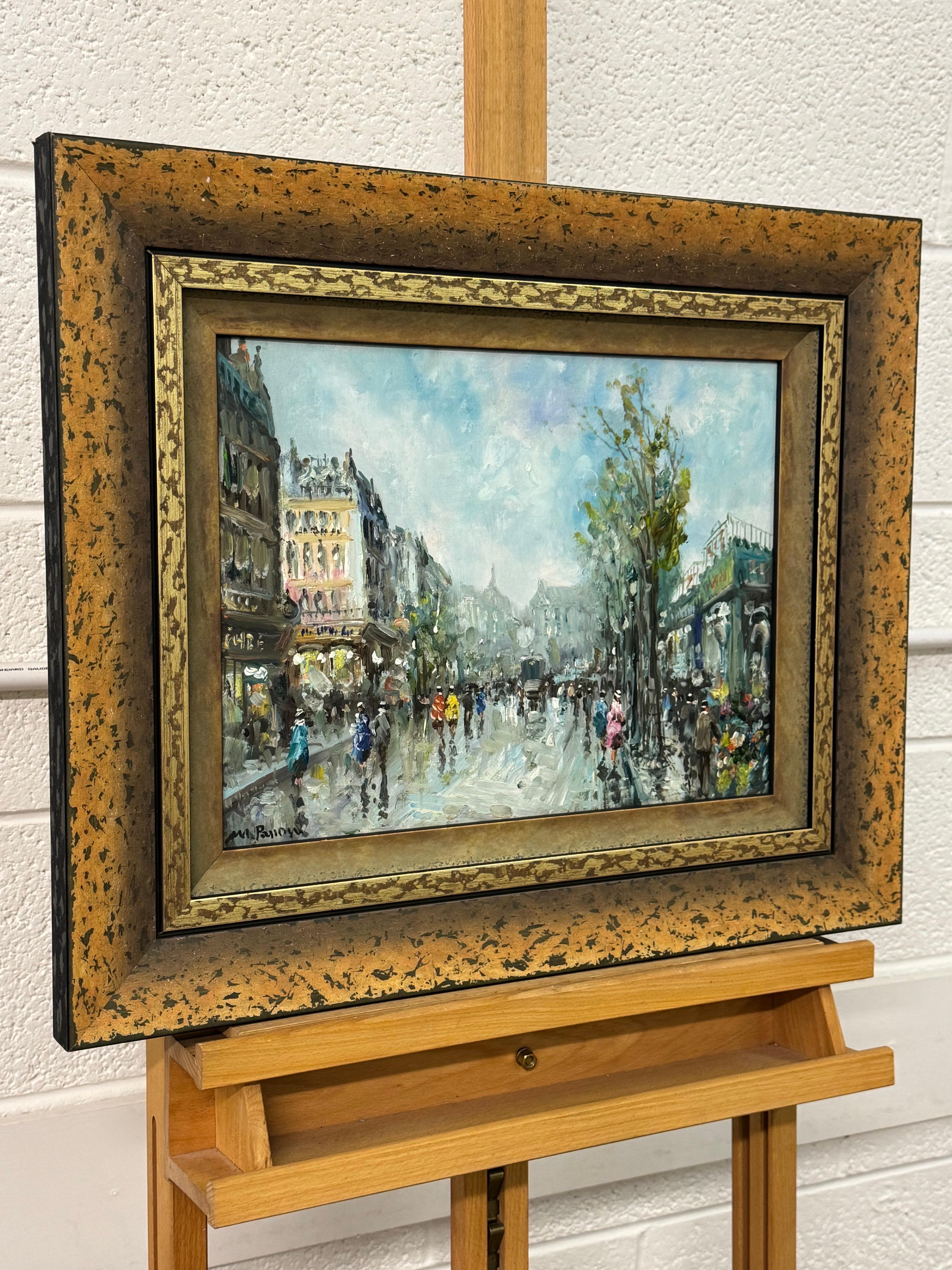 Paris Street Scene with Figures Parisian Street 20th Century Post-Impressionism For Sale 7