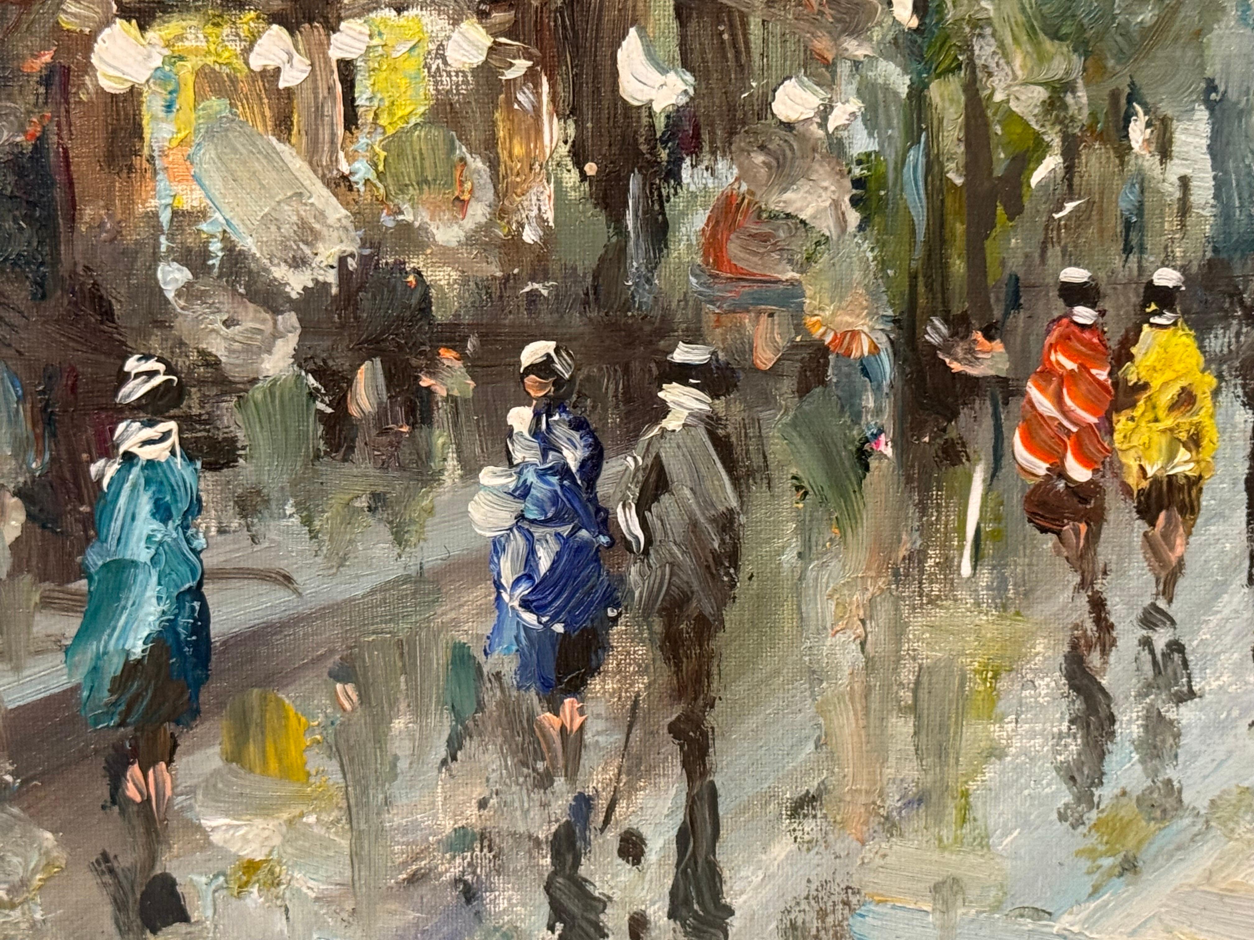 Paris Street Scene with Figures Parisian Street 20th Century Post-Impressionism For Sale 12