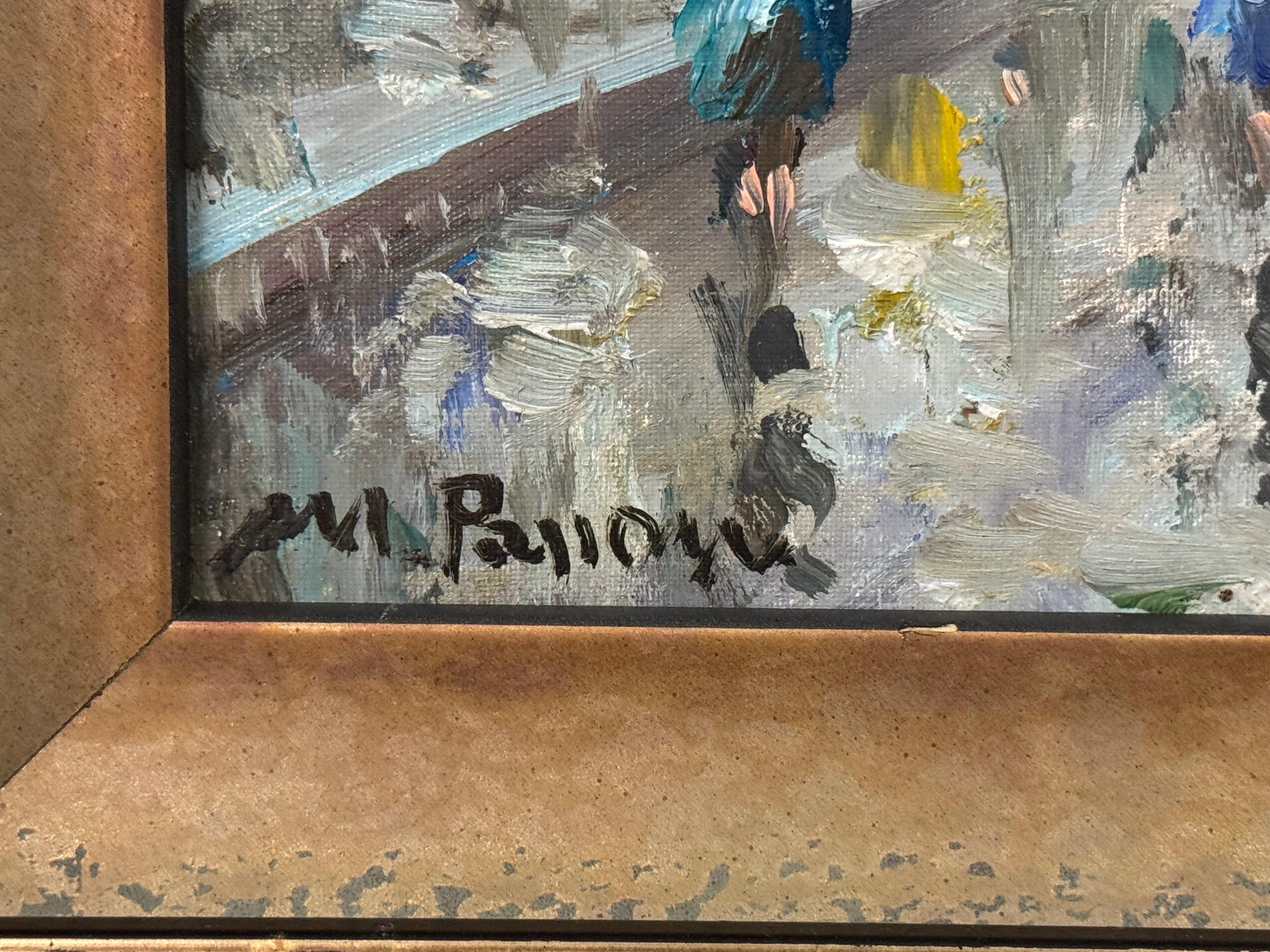 Paris Street Scene with Figures Parisian Street 20th Century Post-Impressionism For Sale 13