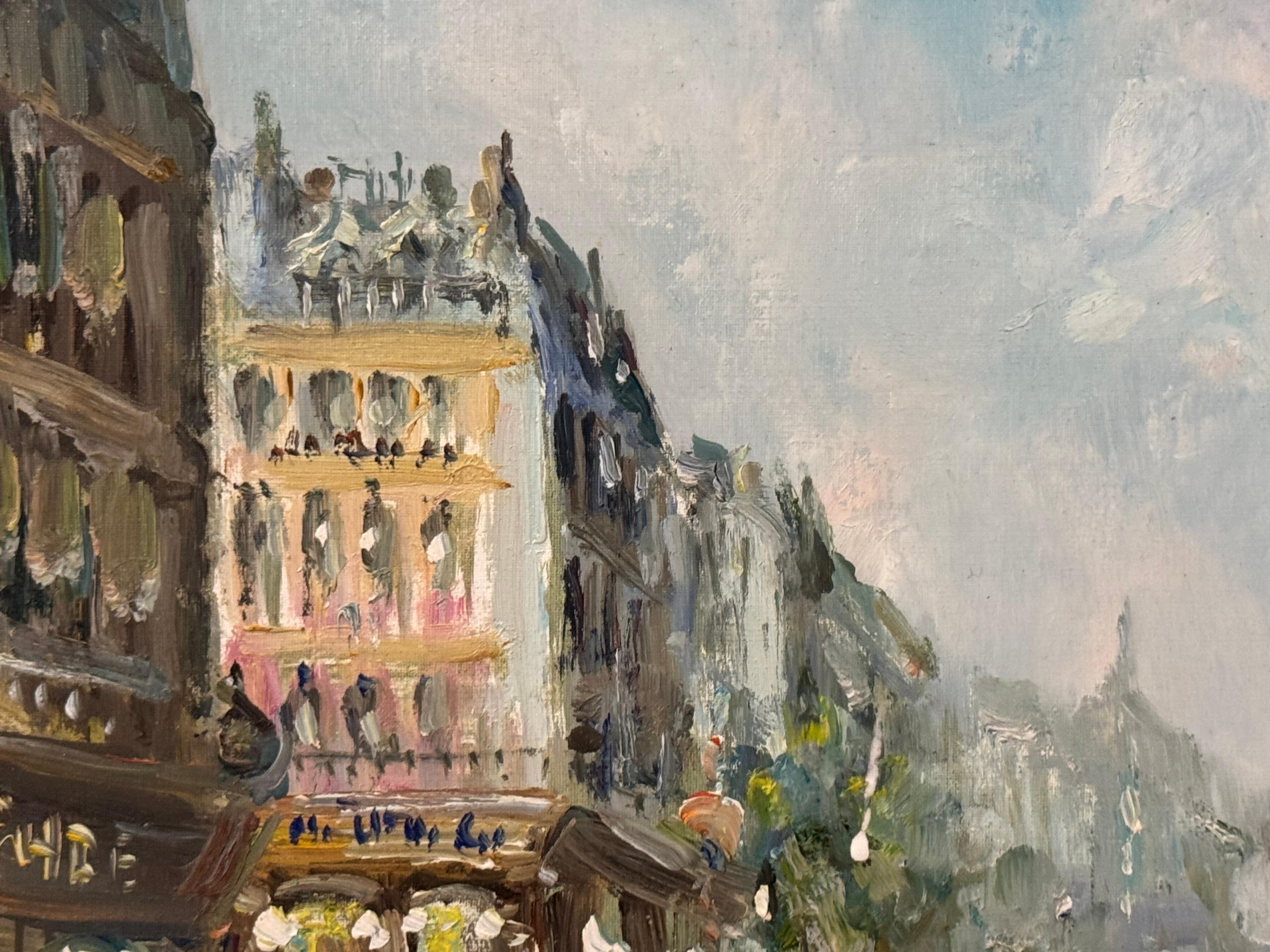 Paris Street Scene with Figures Parisian Street 20th Century Post-Impressionism For Sale 1