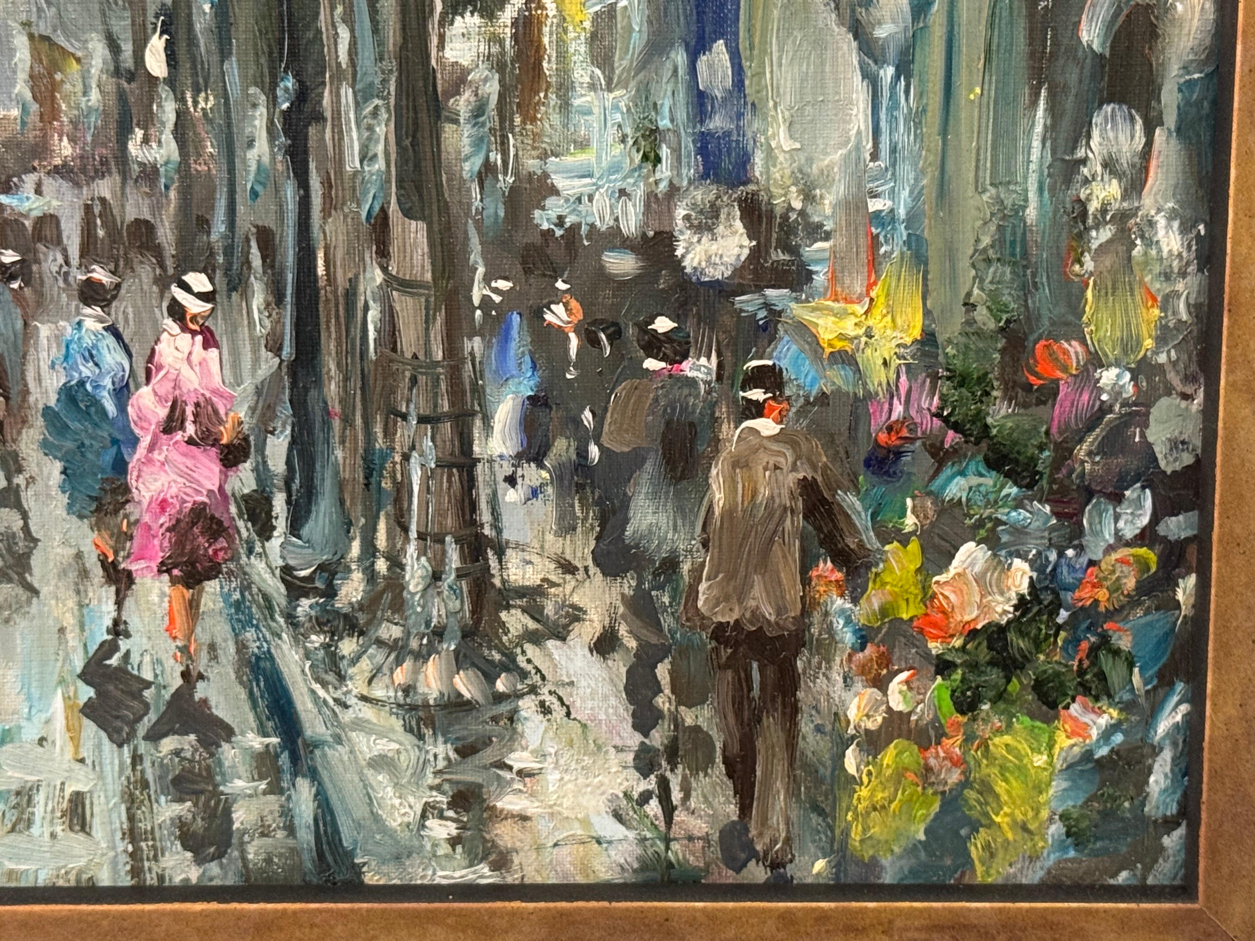 Paris Street Scene with Figures Parisian Street 20th Century Post-Impressionism For Sale 2